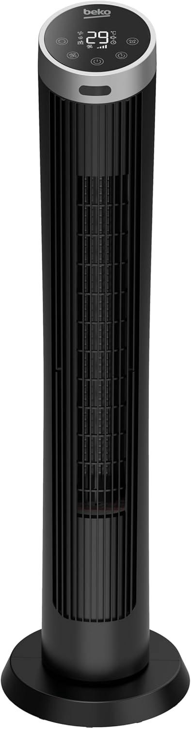 Beko EFW5300B Mechanical Tower Fan, 35W, 3 Speed, Oscillation 60°, Timer 2h, Black