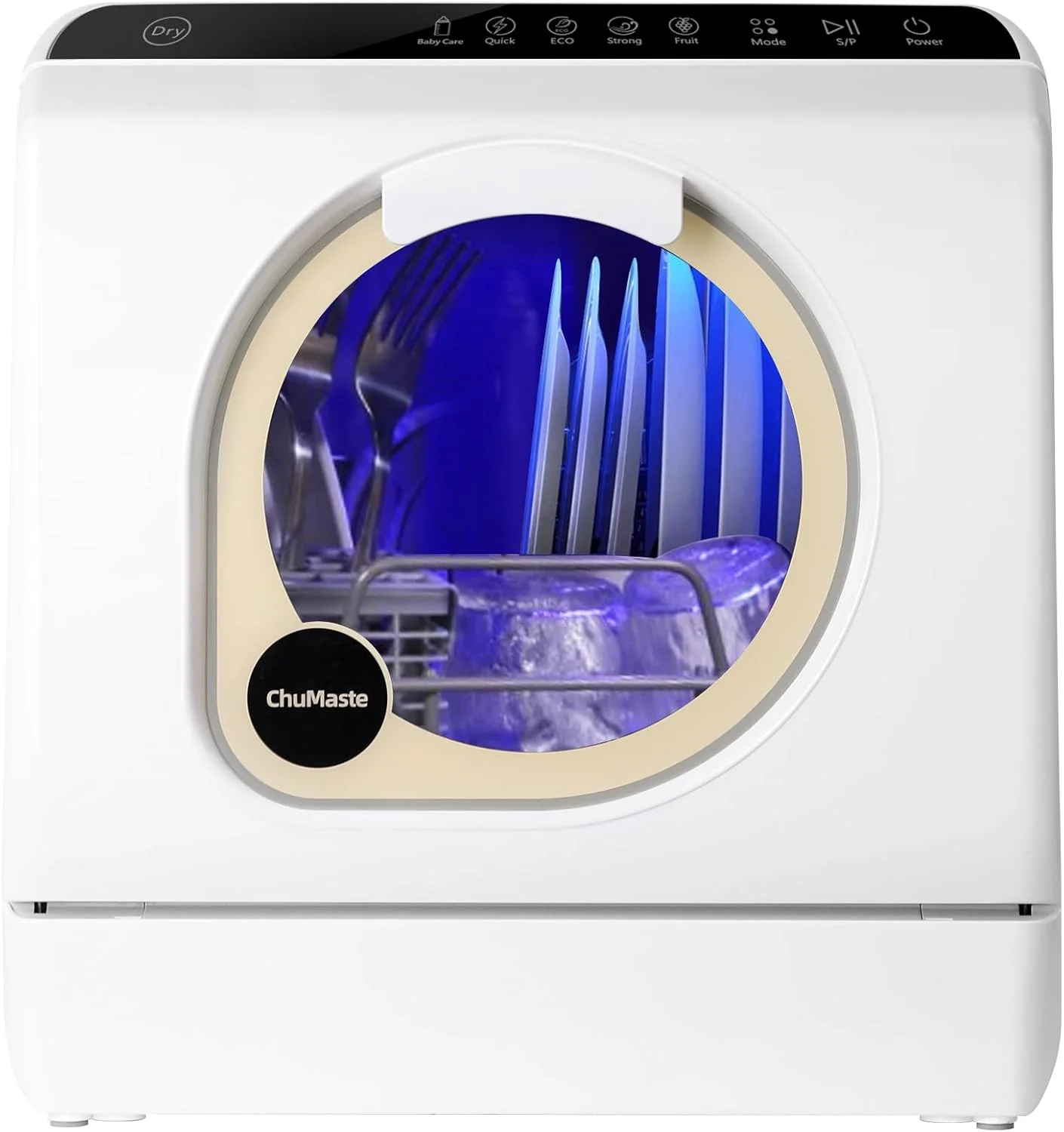 Mini countertop dishwasher. Compact dishwasher with drying function. Double spray arms. Portable countertop dishwasher