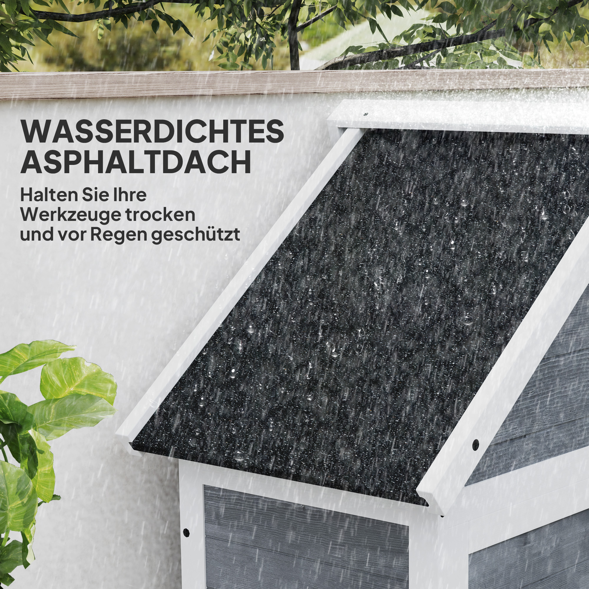 Tuinschuur met Opbergkast, Aanpasbare Planken, Afsluitbare Deuren, Waterbestendig, Sparrenhout, Lichtgrijs