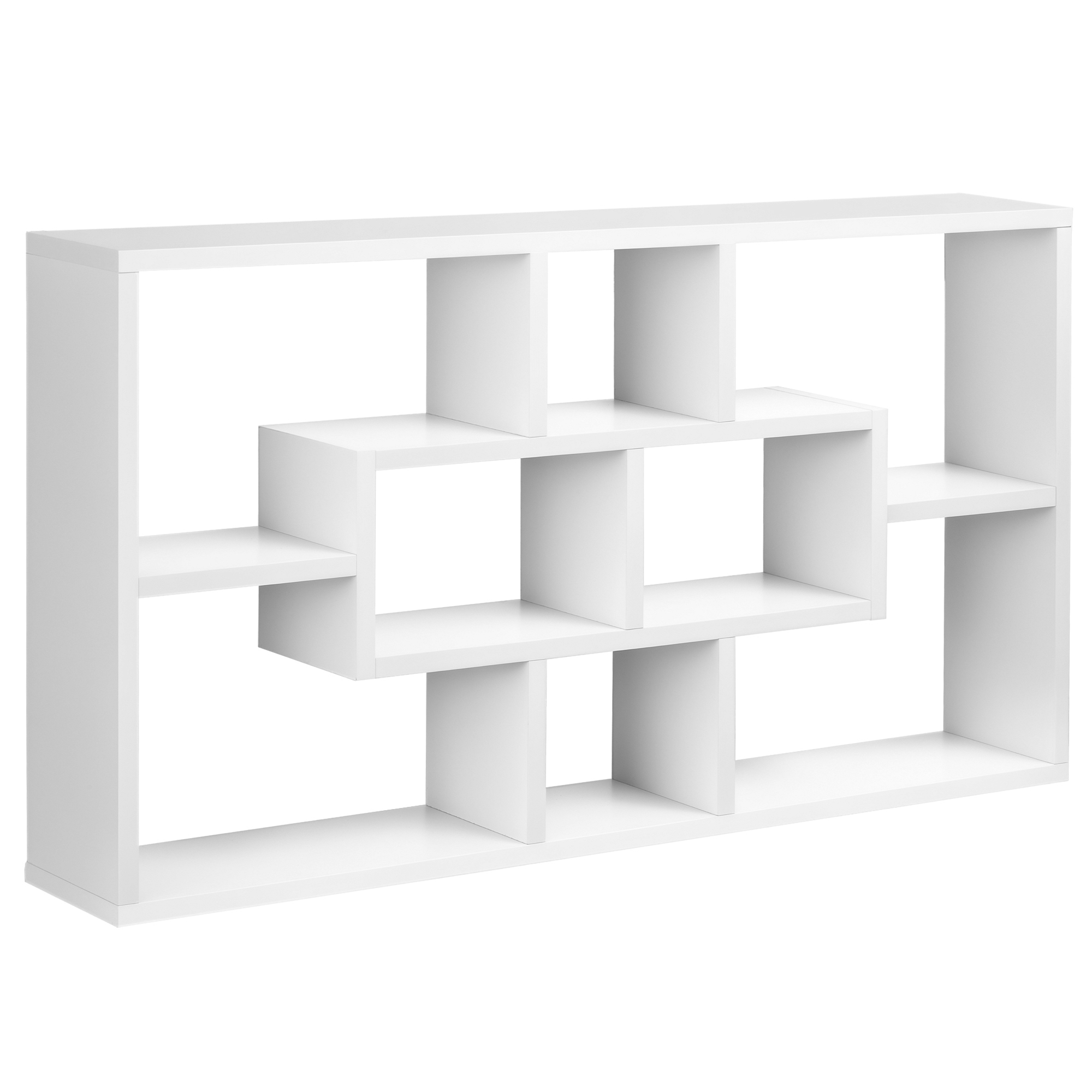 HOMCOM Wandregal Hängeregal Schweberegal Regal Bücherregal Wandboard Organizer Lowboard Holz Weiß 85 x 14,5 x 47,5 cm