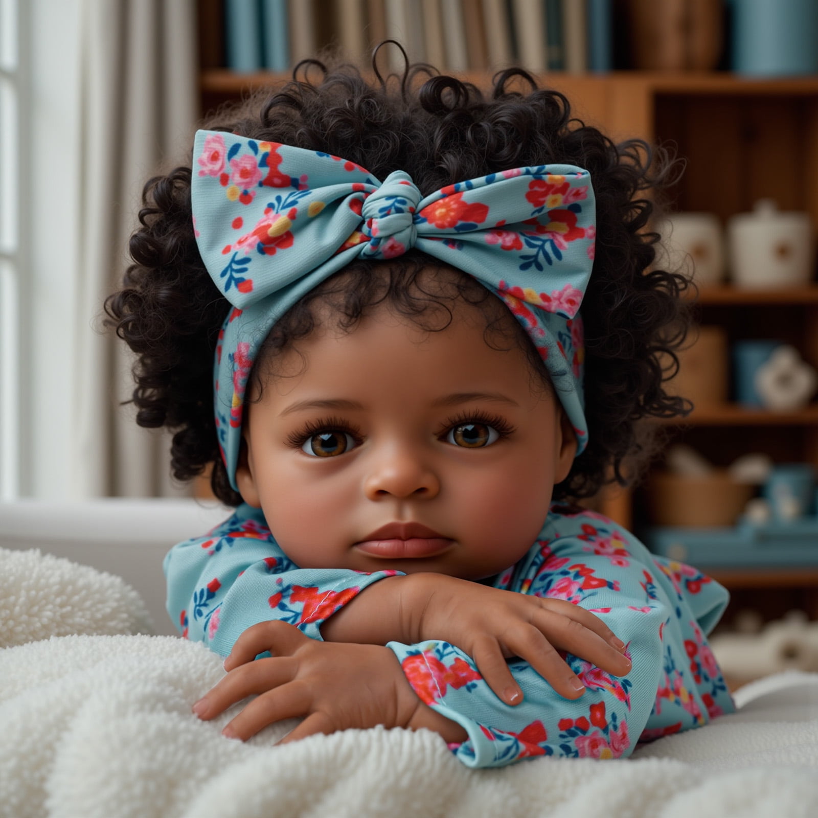 JIZHI 20′′ Lifelike Reborn Baby Doll, Realistic Vinyl Girl with Clothes & Accessories, Age 3+