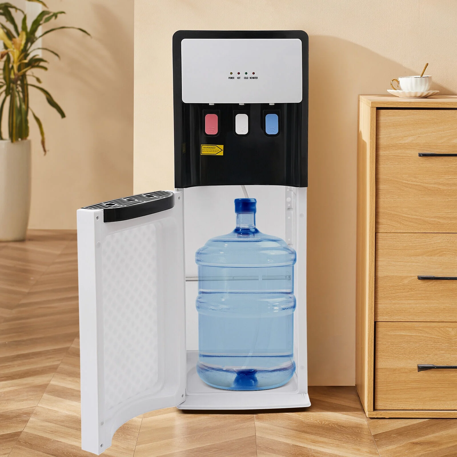 Bottom Loading Water Dispenser, Hot, Cold, and Room Temperature Water, Floor Standing, 90W Cooling, 500W Heating, Energy-Saving Design for Home, Office, and Commercial Use