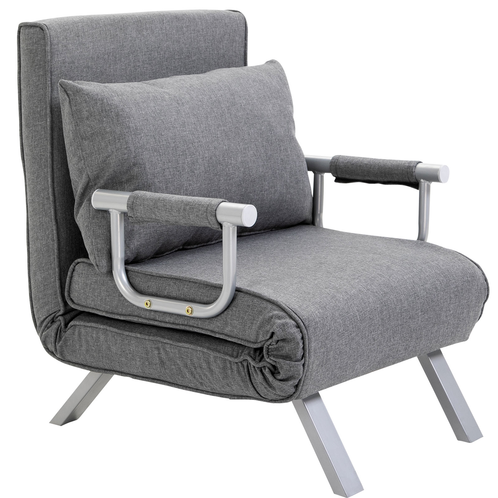 HOMCOM Relaxsessel Liegesessel Sessel, Liegefunktion, Gästebett, 65 cm x 69 cm x 80 cm, Grau