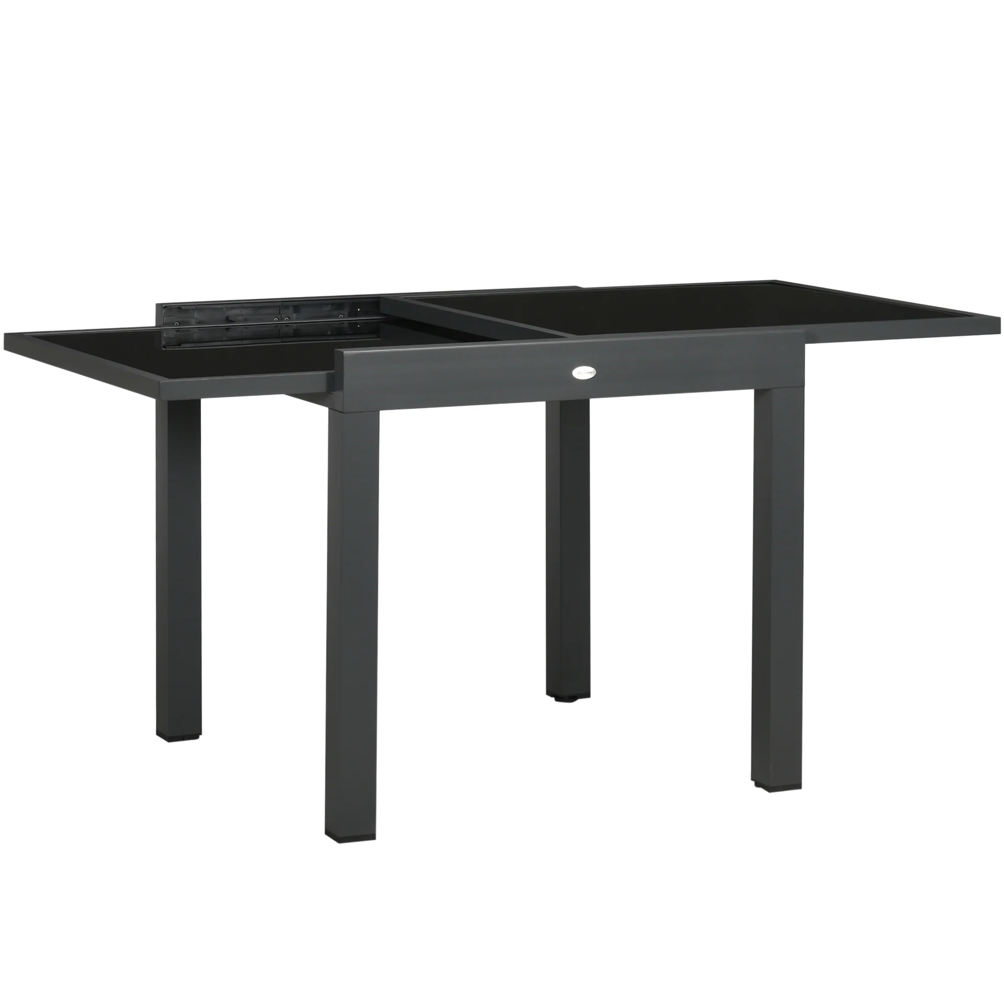 Outsunny Uitklapbare buitentafel voor in de tuin, uitbreidbaar, weerbestendig, 160 cm × 80 cm × 75 cm, zwart