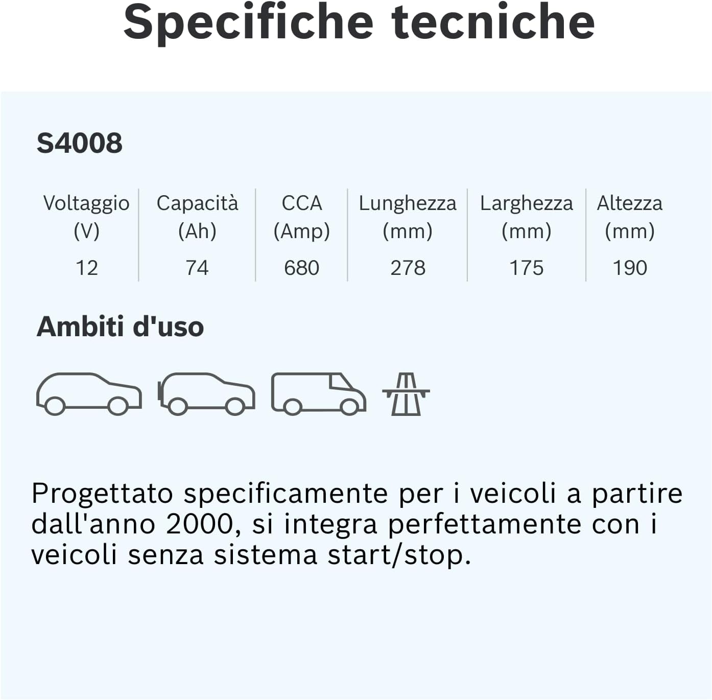 Bosch 0092S40080 Batteria Avviamento, 17,5 x 19 x 27,8 cm