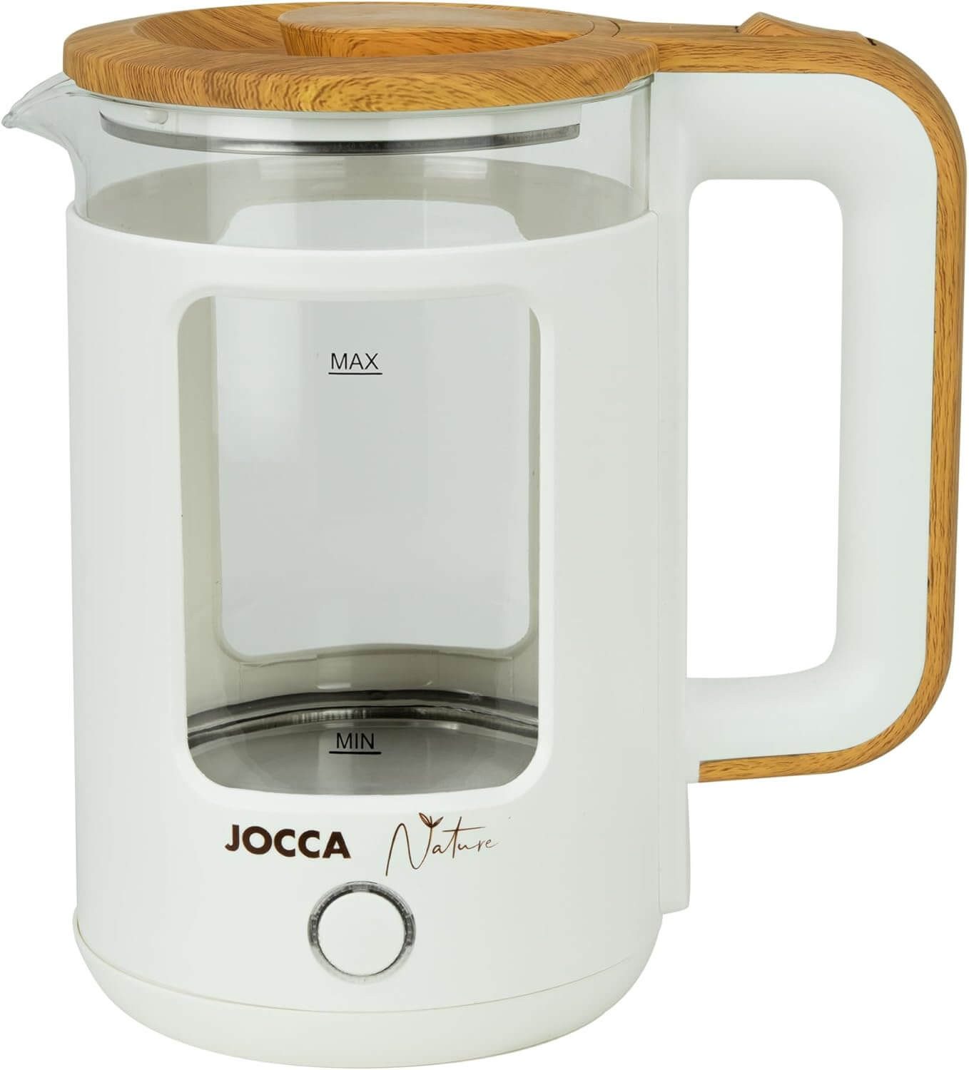 Wasserkocher JOCCA Elektrischer Wasserkocher 1,8L, Nature-Line Weiss, 360° Basis