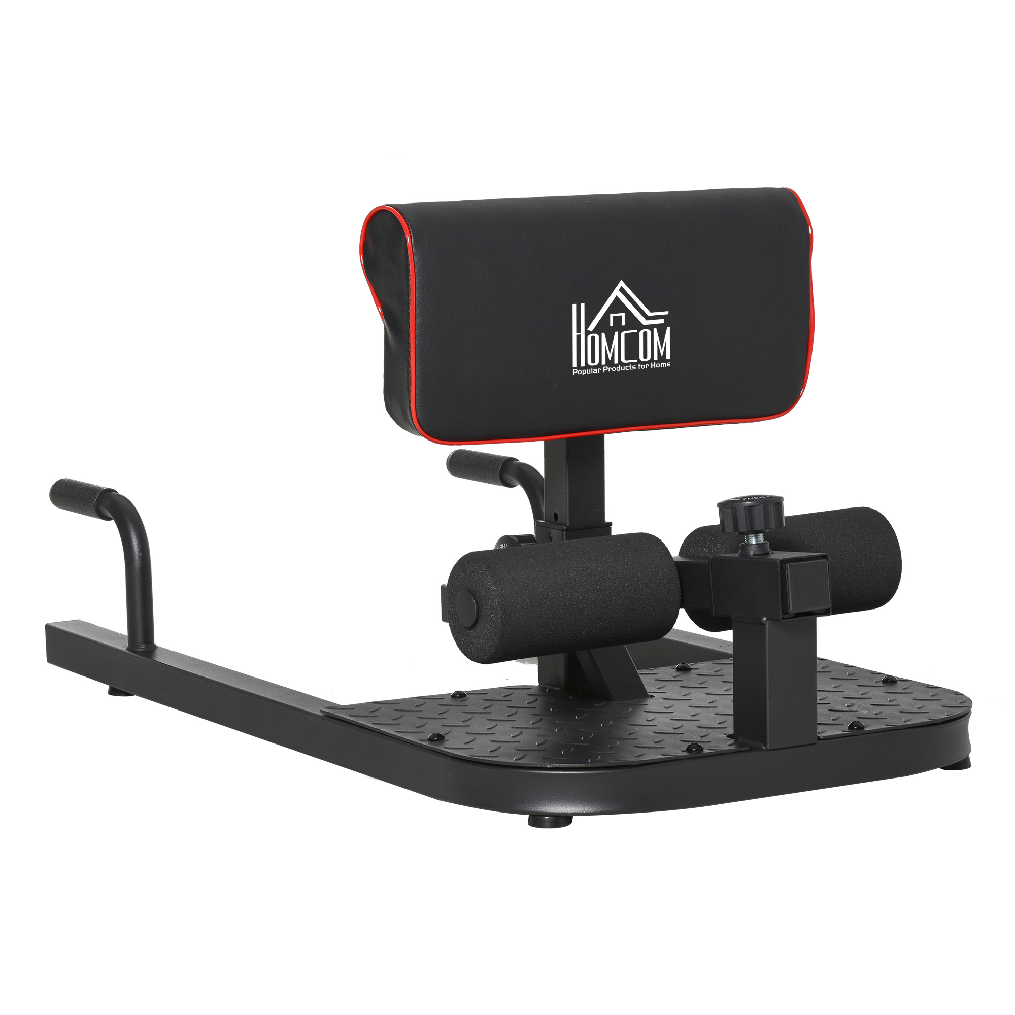 HOMCOM Sissy Squat Kniebeugentrainer Beintrainer Bauch-Gesäß-Trainer 3 in 1 Trainer verstellbar bis 120 kg Stahl Schwarz 50 x 97 x (44,5–56,5) cm