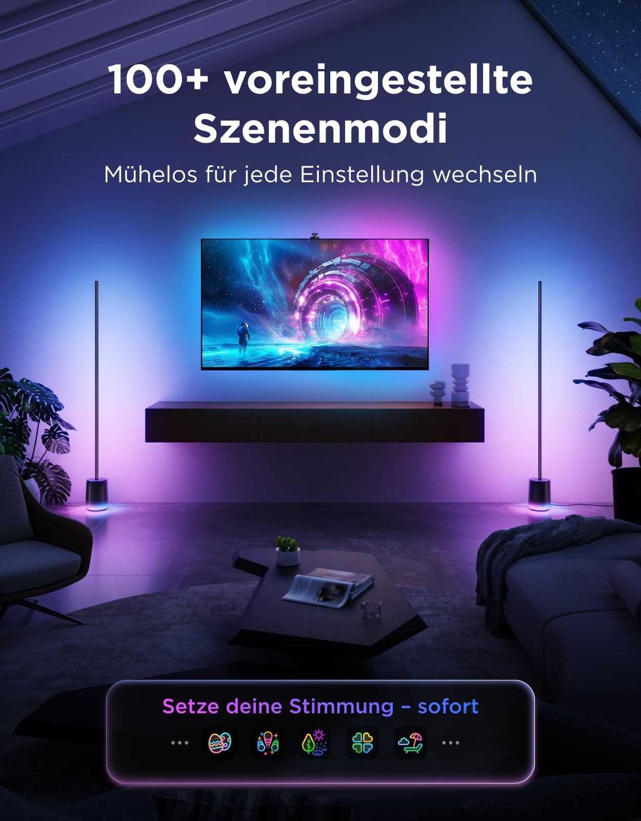 RGBWWIC LED Stehlampe 2100lm mit LuminBlend+ Technologie, dimmbar 1000-10000K und App-Steuerung