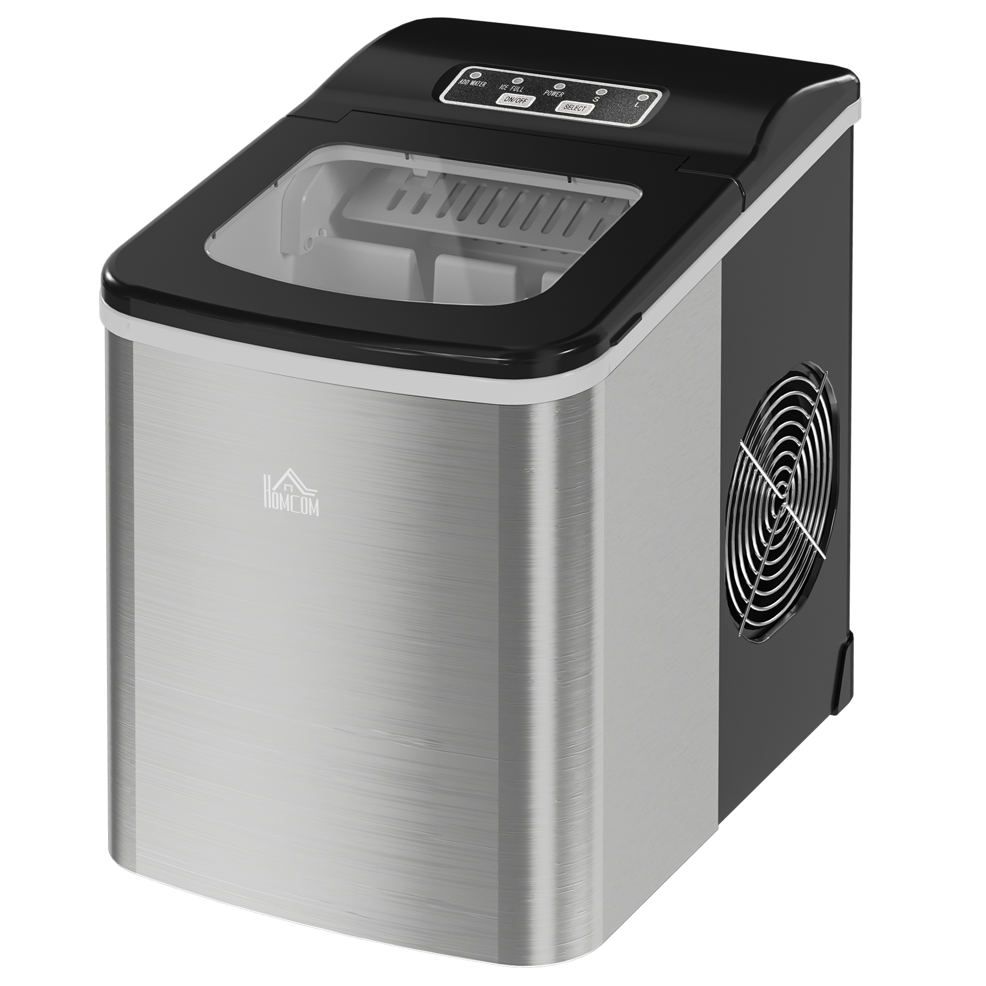 HOMCOM Eiswürfelmaschine Eiswürfelbereiter Eiswürfelspender, 1 Eiskorb,1 Eisportionierer, 21,2 cm x 29,5 cm x 32,6 cm, Silber