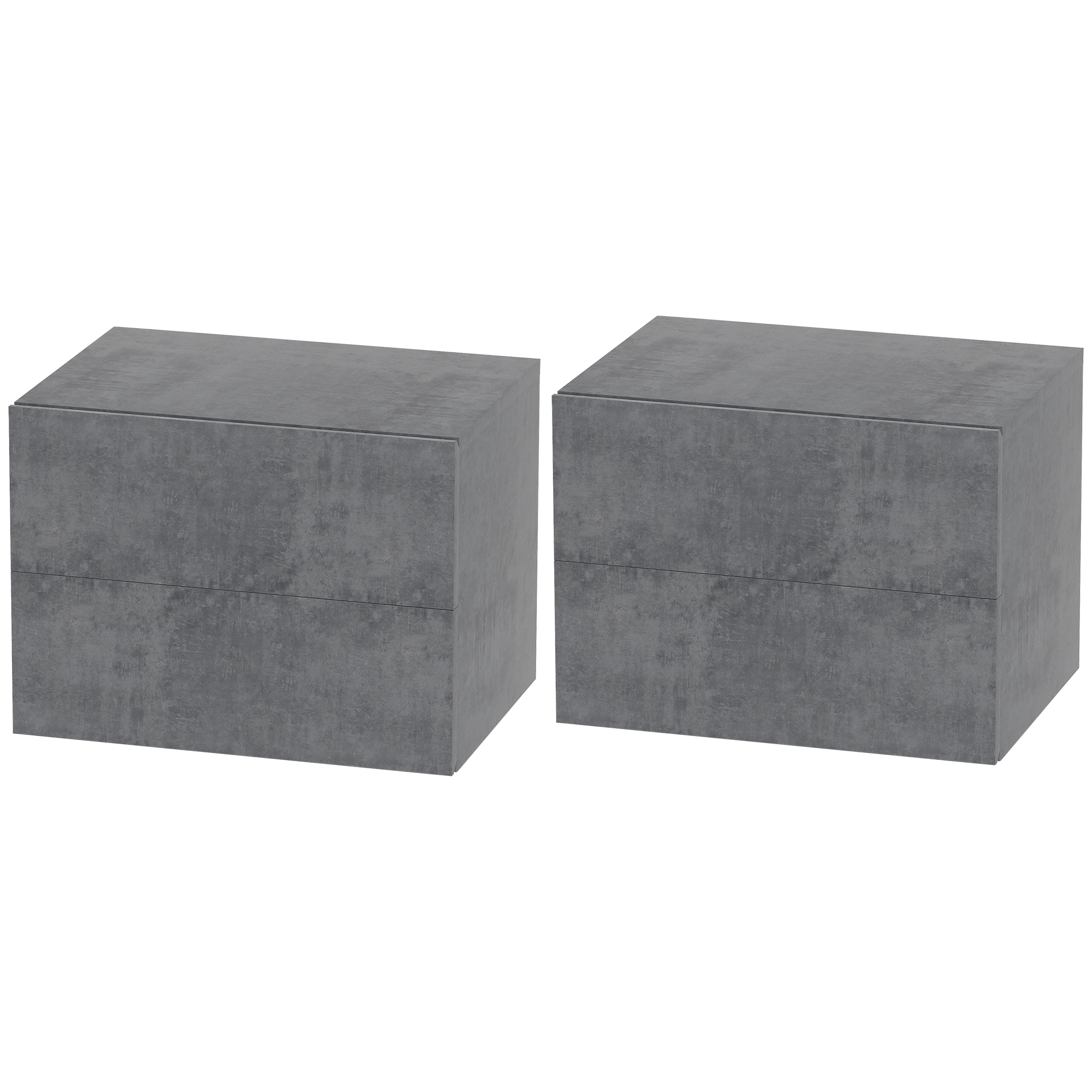 HOMCOM Set von 2 modernen und platzsparenden hängenden Nachttischen mit 2 Schubladen, 40x29x30 cm, Grau Zement