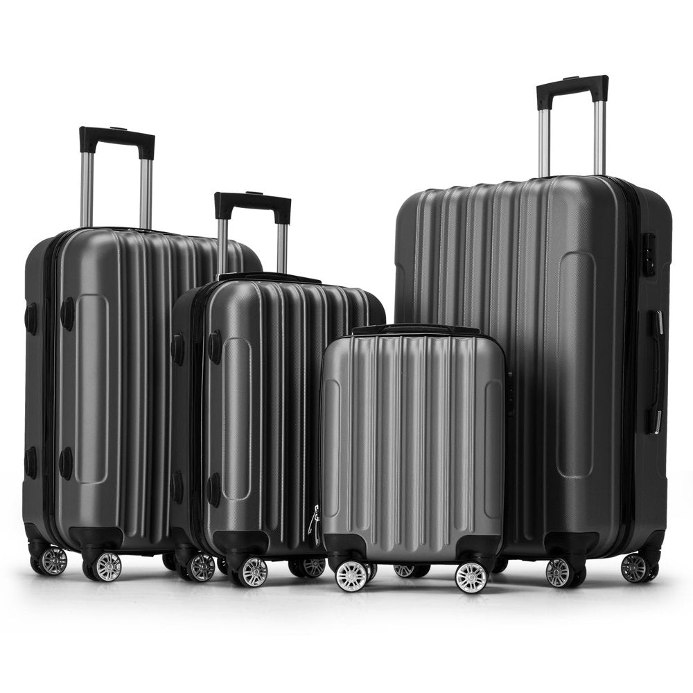 Zimtown 4 Piece Luggage Set – Durable ABS Hard Shell with TSA Lock & Double Wheels, Sizes 16′′-28′′, Rose Gold/Black/Dark Gray