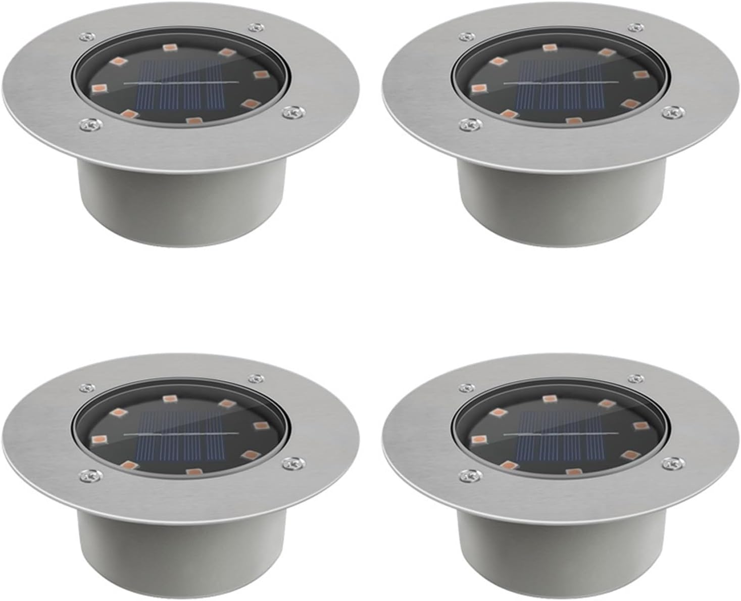 So Powered LED-Deckleuchten, energieeffizient, für den Außenbereich, Pfadstrahler, hell, 8 LEDs, unterirdische Gartenlampen, warmes Licht für Terrassen und Gehwege, 4 Stück