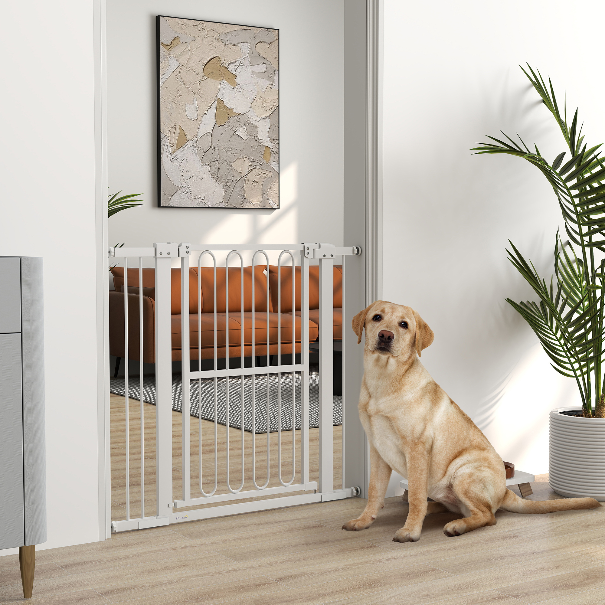 PawHut Türschutzgitter Hund, 76-104 cm Absperrgitter ohne Bohren, Treppengitter