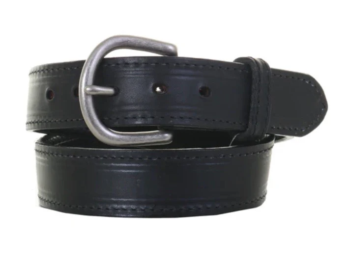 Double J Saddlery - Black Stitched Harness Leather Belt