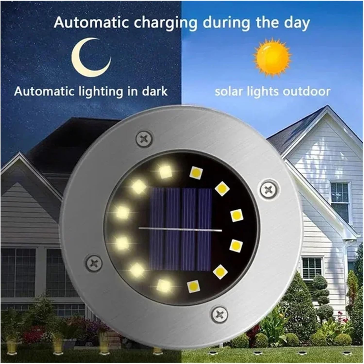 So Gartenleuchten mit 20 LEDs, hell, energieeffizient, für den Außenbereich, wasserdicht, vergraben, also LED-Strahler für Weg- und Landschaftsdekoration, Weiß, 12 Stück