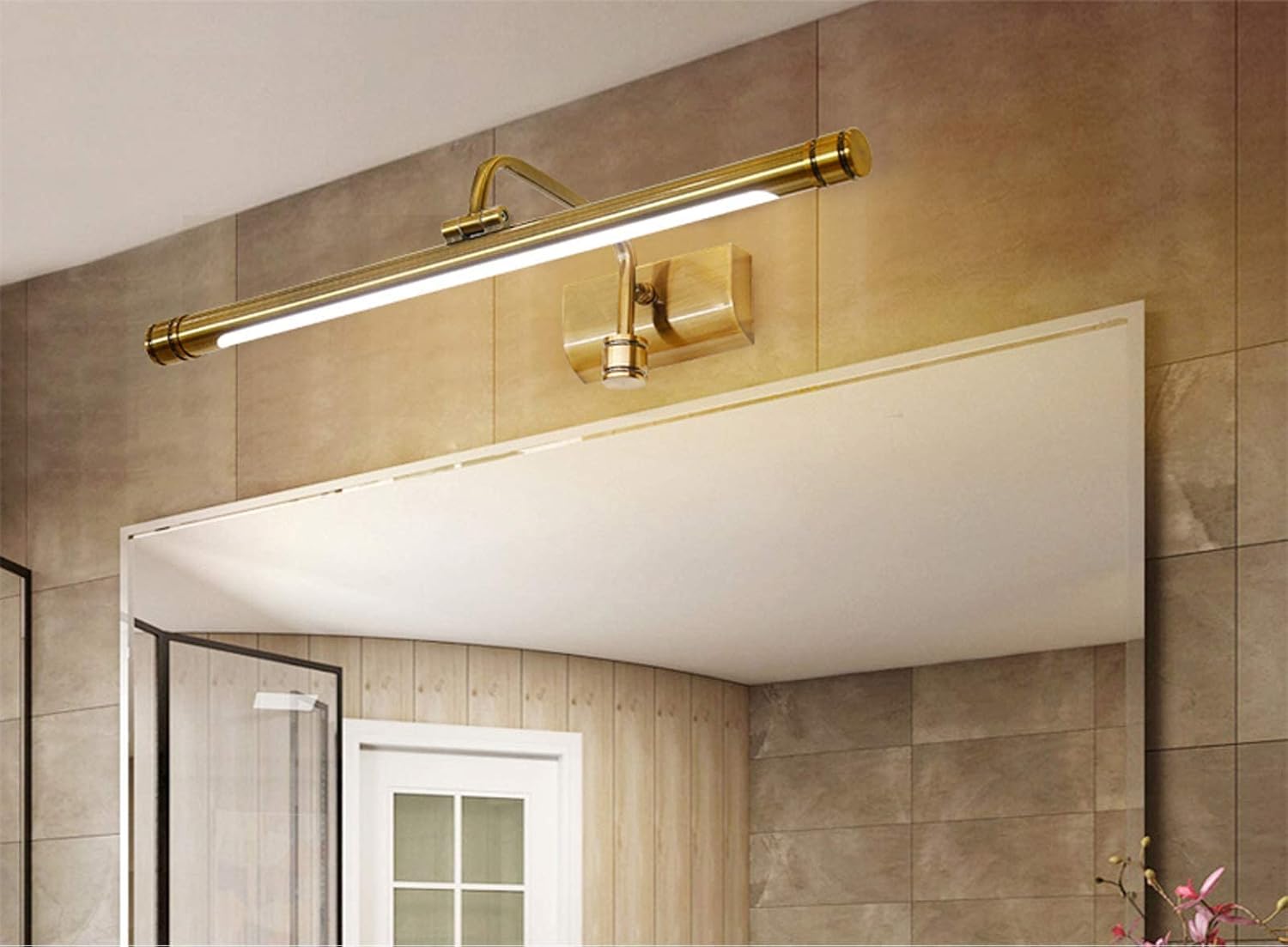 Led Retro Badezimmer Spiegel Licht, 4000K Wasserdicht Badezimmer Spiegel Front Lichtmessing Eitelkeit Spiegel Lichter Mit Verstellbarer Funktion Make-Up Beleuchtungen Für Umkleidetisch Waschbecken/63C