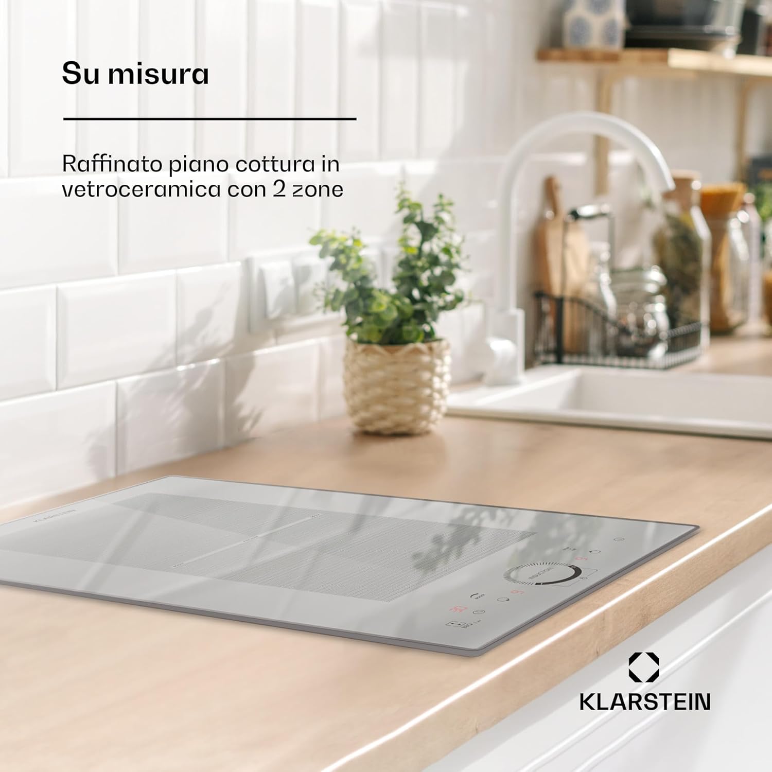 Klarstein Piastra Induzione 2 Fuochi, Piano Cottura Induzione 3500W, Piano Cottura Induzione a 2 Fuochi Integrata con Controllo Touch, Fornello a Induzione, Piastra ad Induzione Professionale 2 Zone