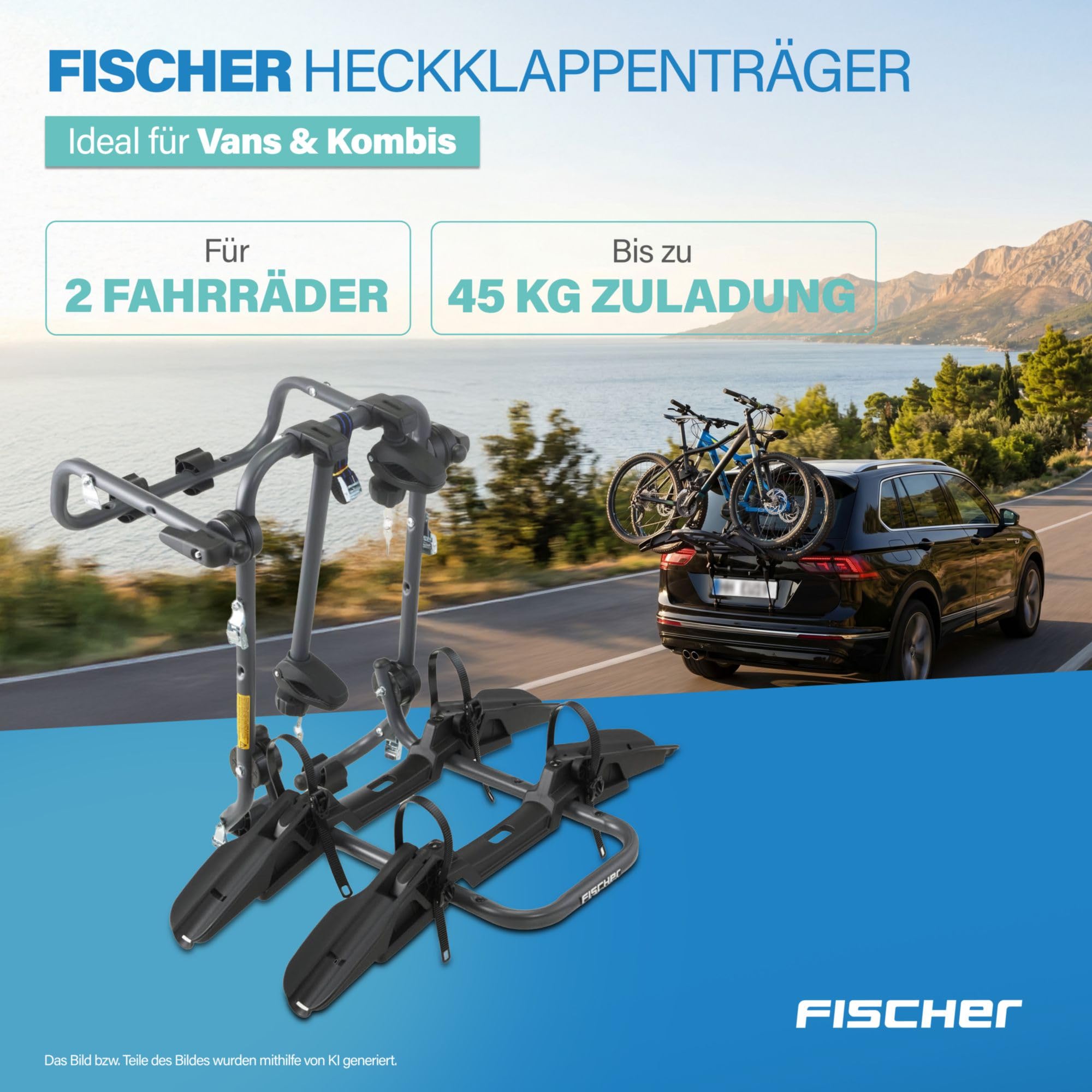 Fischer Heck Fahrradträger für Auto und Pkw Fahrradträger Heckträger stabil einfach zu montieren