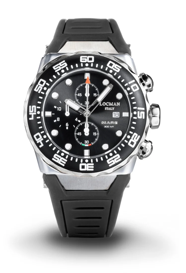 Orologio Locman Mare Crono 300mt nero silicone 0560A01A-00BKNKSK2
