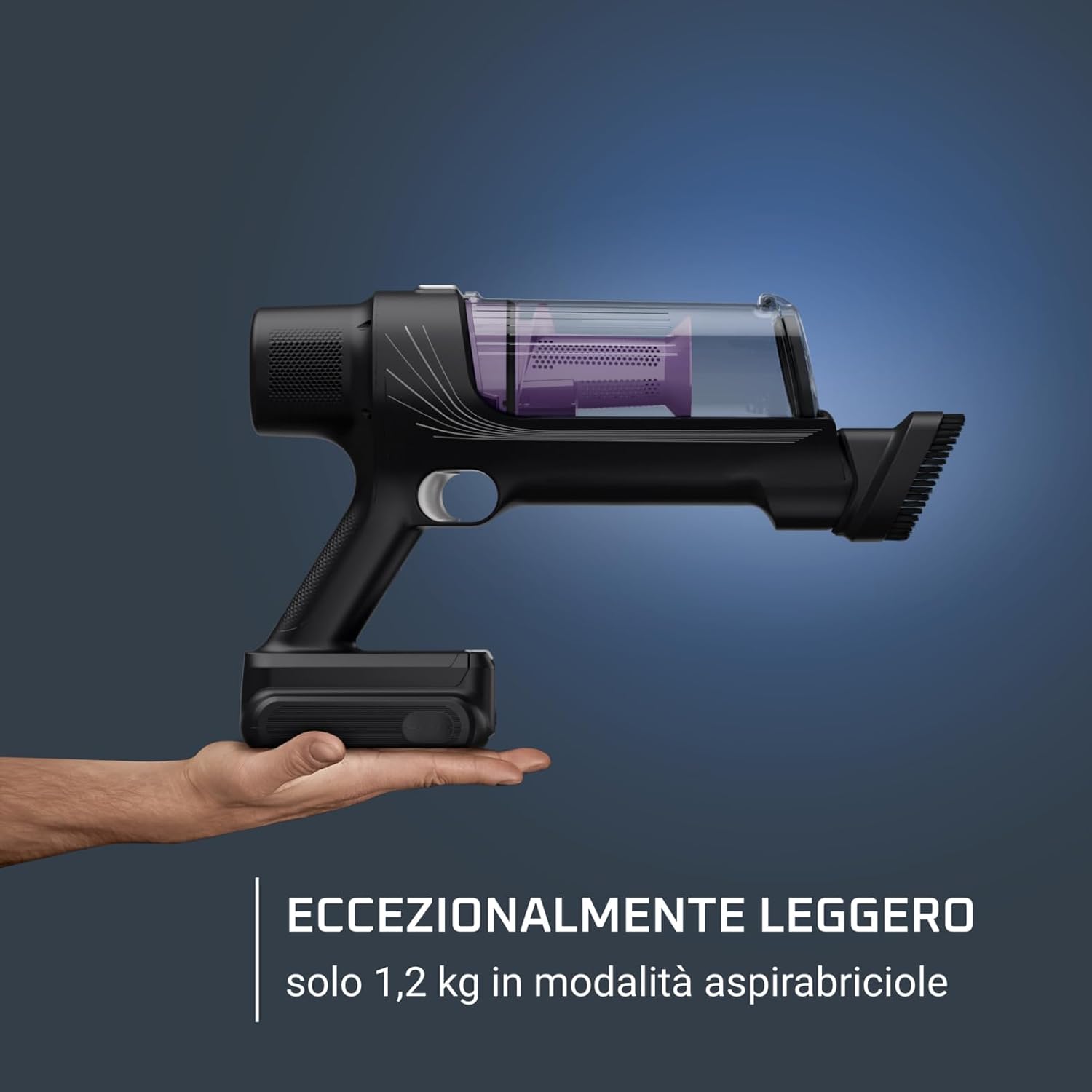 Rowenta X-PERT 7.60 Moo Essential, Aspirapolvere Senza Fili da 140 W, Luci a LED, Pulizia su Tutte le Superfici, Spazzola per Tessuti, Ultraleggero, Batteria a Lunga Durata, Colore Nero, RH6A33