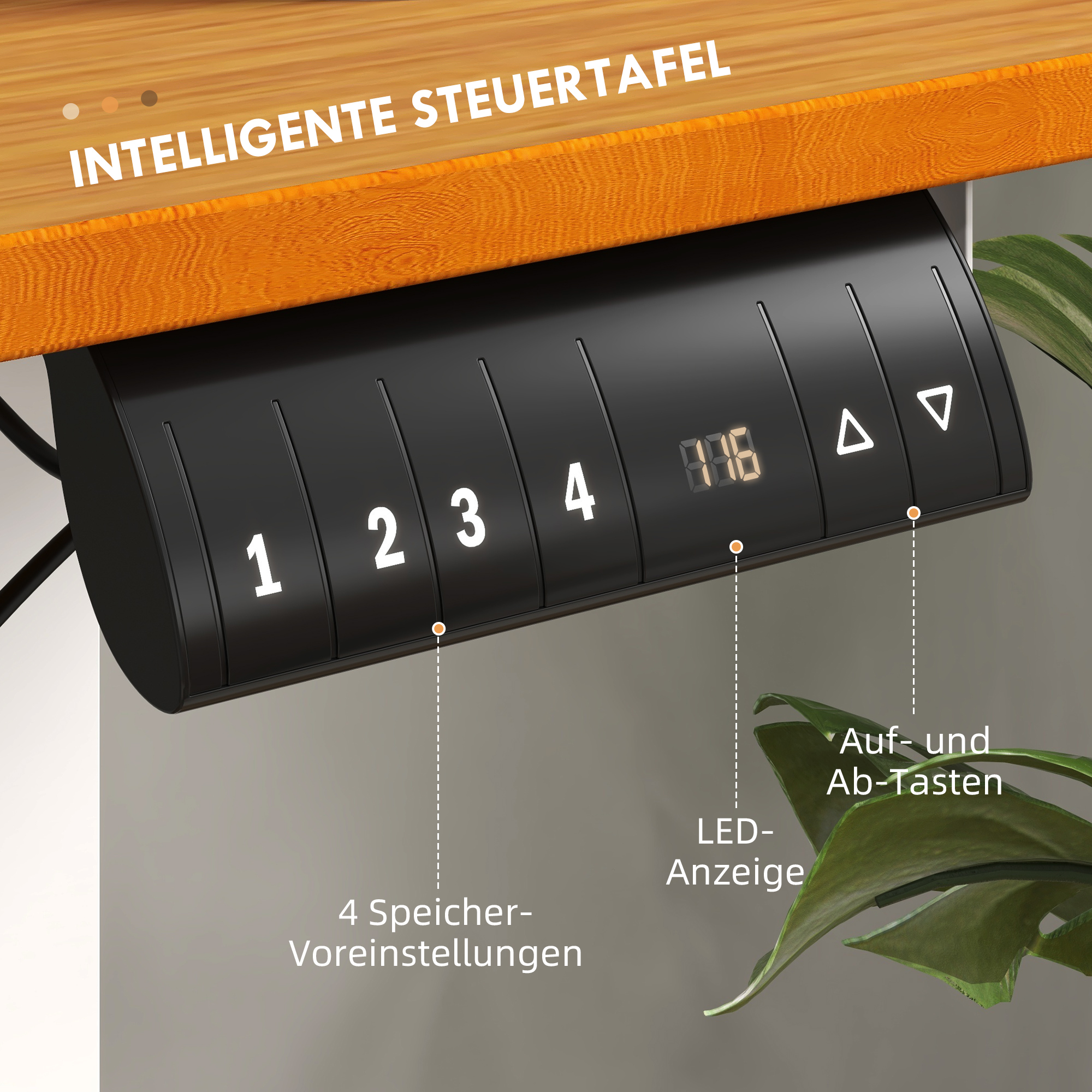 Vinsetto Zit-sta Bureau, in hoogte verstelbaar, 120x60x72-116cm, Natuur/Wit