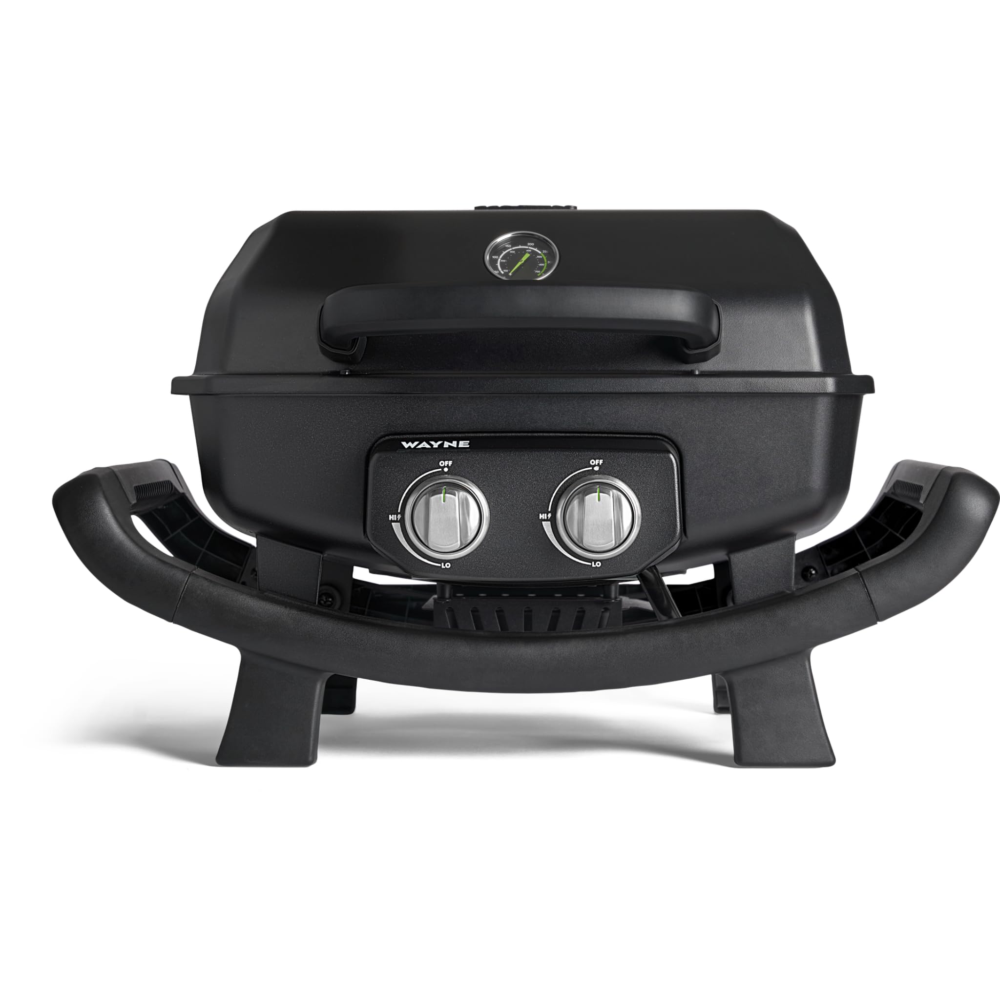 Tragbarer Gasgrill Wayne mit 2 Brennern, 4,4 kW, Aludruckguss, Gusseisenrosten und Abdeckhaube