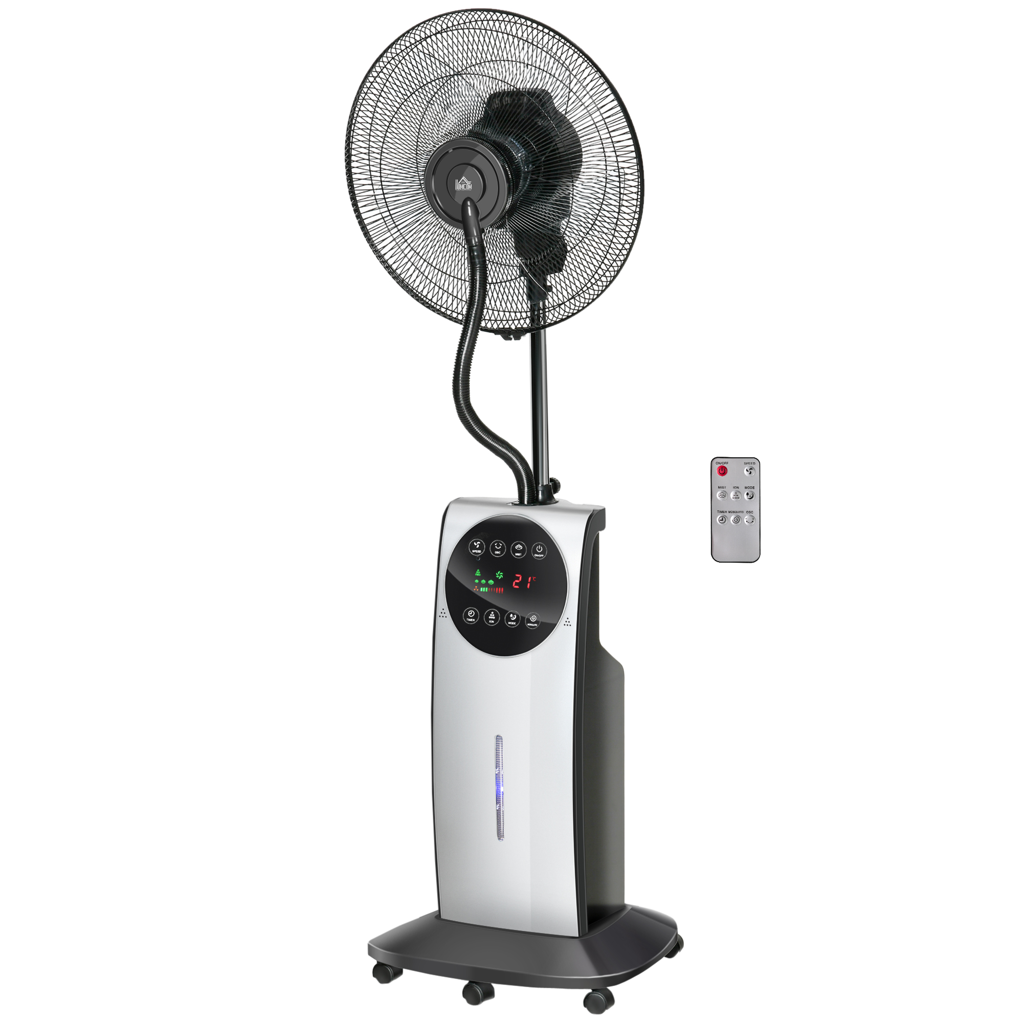 2-in-1 Ventilator, LED-display, Timerfunctie, ? 44,5 x 135H cm, Zilver + Zwart