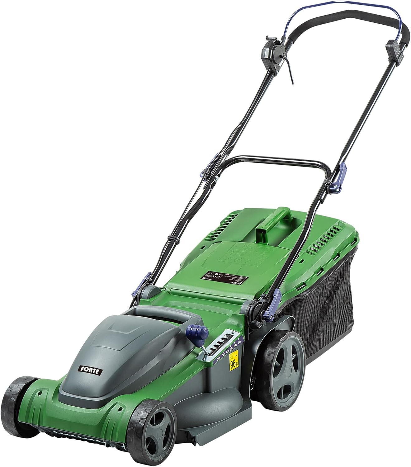 Forte Tosaerba elettrico da 1800 W con larghezza di taglio di 41 cm, 6 altezze di taglio regolabili, opzione pacciamatura e rullo posteriore. Potente tosaerba elettrico per prati grandi (tosaerba da