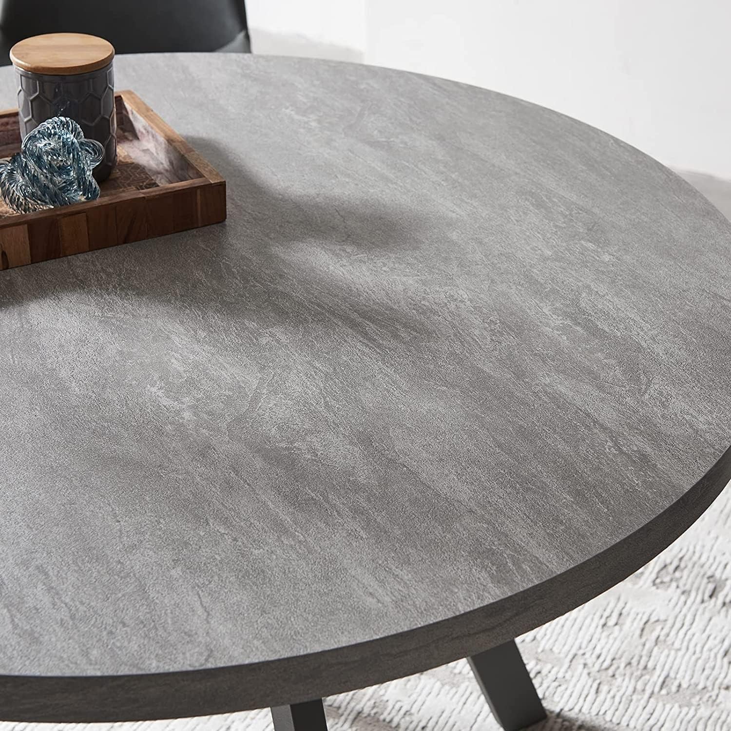 Round Dining Table Set, Mid Century Modern 47 INCH, Leisure Coffee Table, Saving Space (Grey)