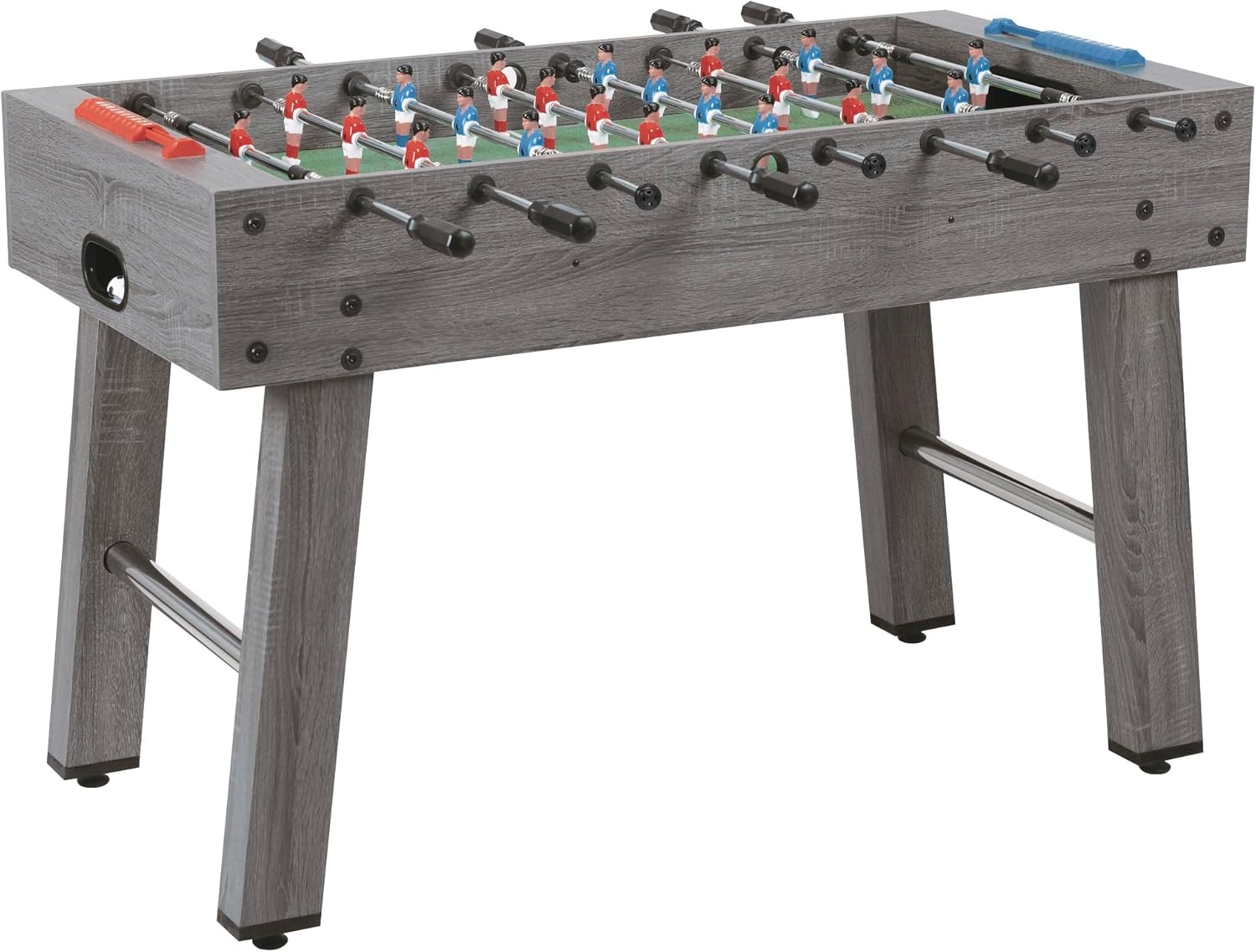 GARLANDO Calciobalilla F-2, rovere grigio, solido ed elegante, Mobile in MDF, 2 palline bianco-nere effetto pallone in dotazione. Disponibile con aste uscenti o telescopiche.