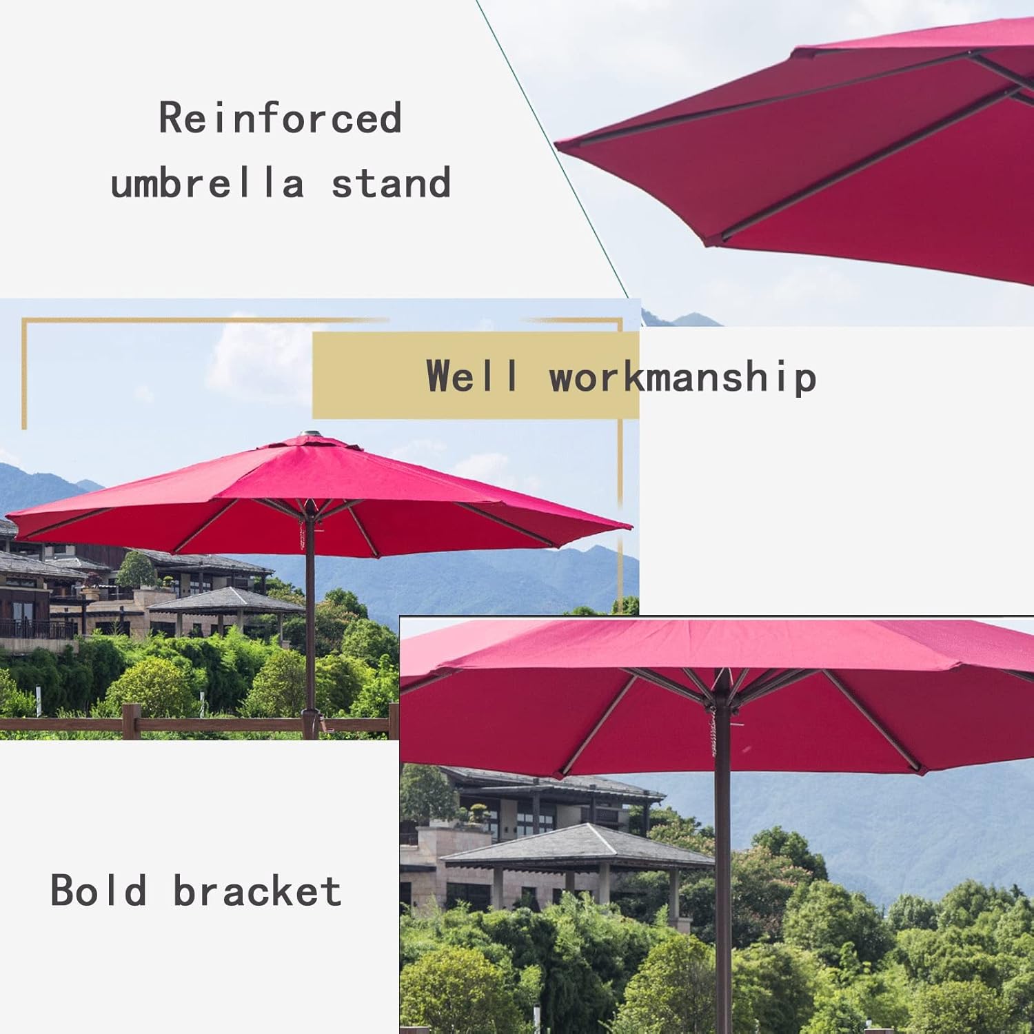 Garden Parasols Parasol, 1PCS Mehrzweck-Sonnengarten, Außen-, Sonnen-/Regen-Regenschirm, Schutzwinddicht, runder Schatten-Baldachin, für Strand/Pool/, Sonnenschutzhaus im Freien Parasole