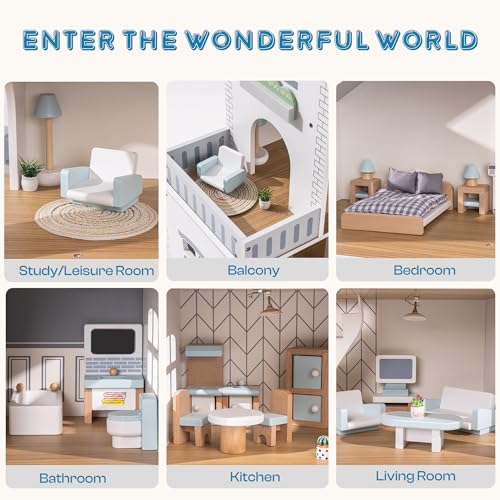 ROBUD Casa delle bambole in legno luci,3 piani, inclusi mobili e scale, giocattoli per bambini dai 3 anni in su : Amazon.it: Giochi e giocattoli