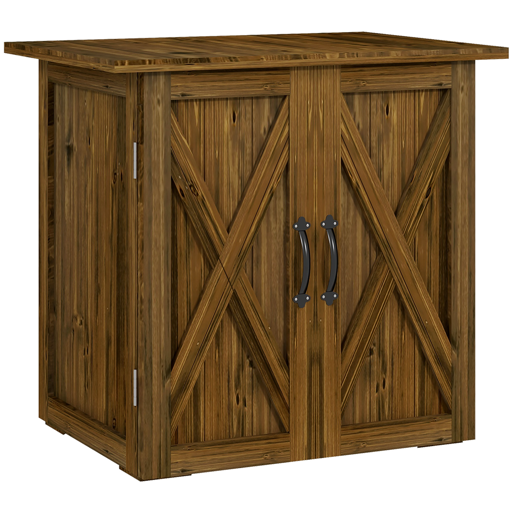 Tuinhuisje met dubbele deuren, magneetsluitingen, weerbestendig, natuurlijk hout, 77B x 55D x 72H cm, bruin