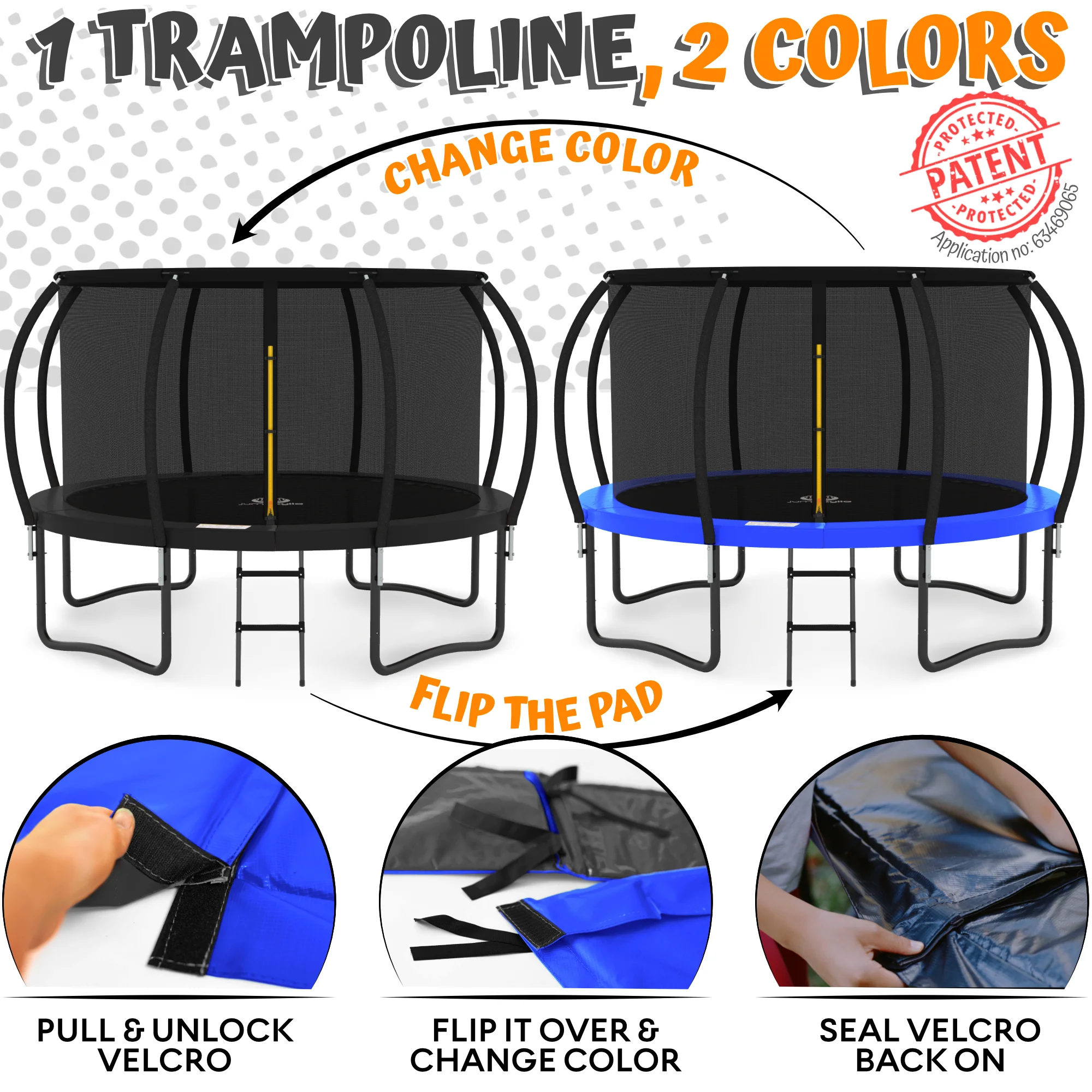 Jumpzylla 8FT Trampoline with Enclosure & Double Color Pad Cover
