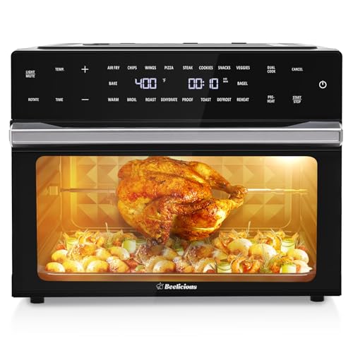 Beelicious 32QT Extra Large Air Fryer, 19 In 1 Air Fryer Toaster Oven Combo with Rotisserie and Dehydrator, Digital Convection Oven Countertop Airfryer Fit 13