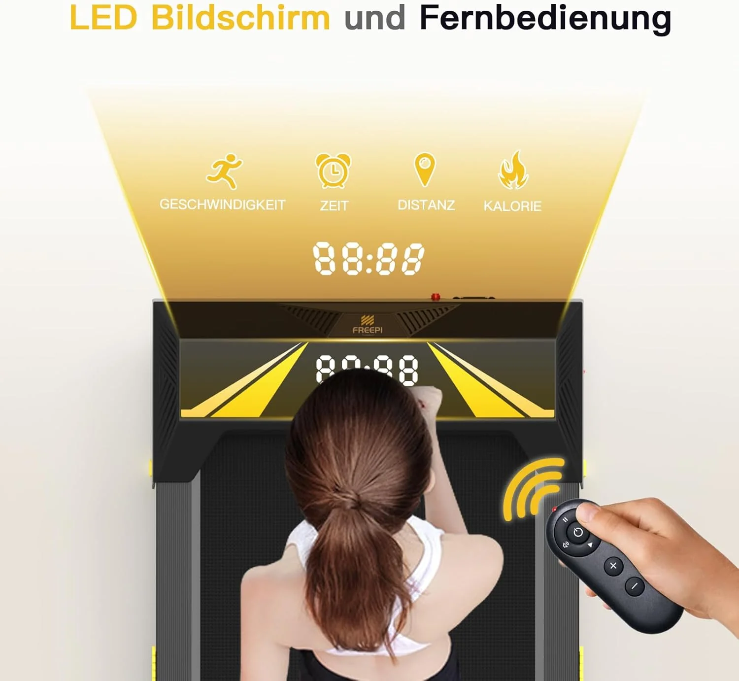 Freepi 4-in-1 Loopband voor Thuis met Helling 1-6 km/u 2.5 pk Motor met Afstandsbediening, Loopband Pad Bureaufiets Draagbaar Thuisfitnessapparaat