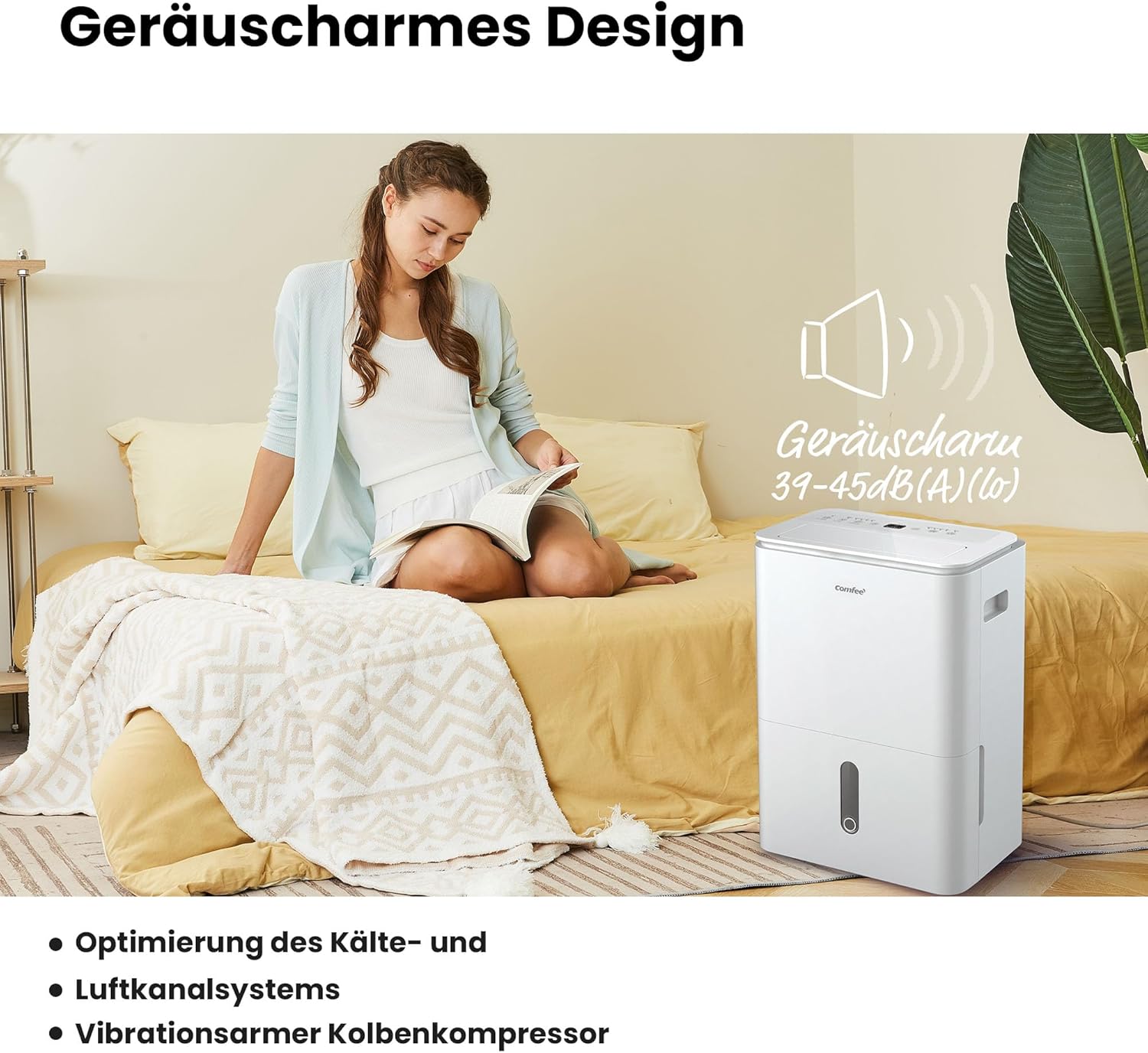 Comfee Luftentfeuchter, 30L/24h, Raumgröße ca. 180m³(80m²), Intelligenter Entfeuchtermodus, 24H Timer, Wassertank 3L, MDDP-30DEN7