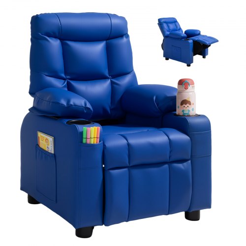 VEVOR Kinder-Liegestuhl mit Getränkehaltern Blau Kindersessel Relaxsessel