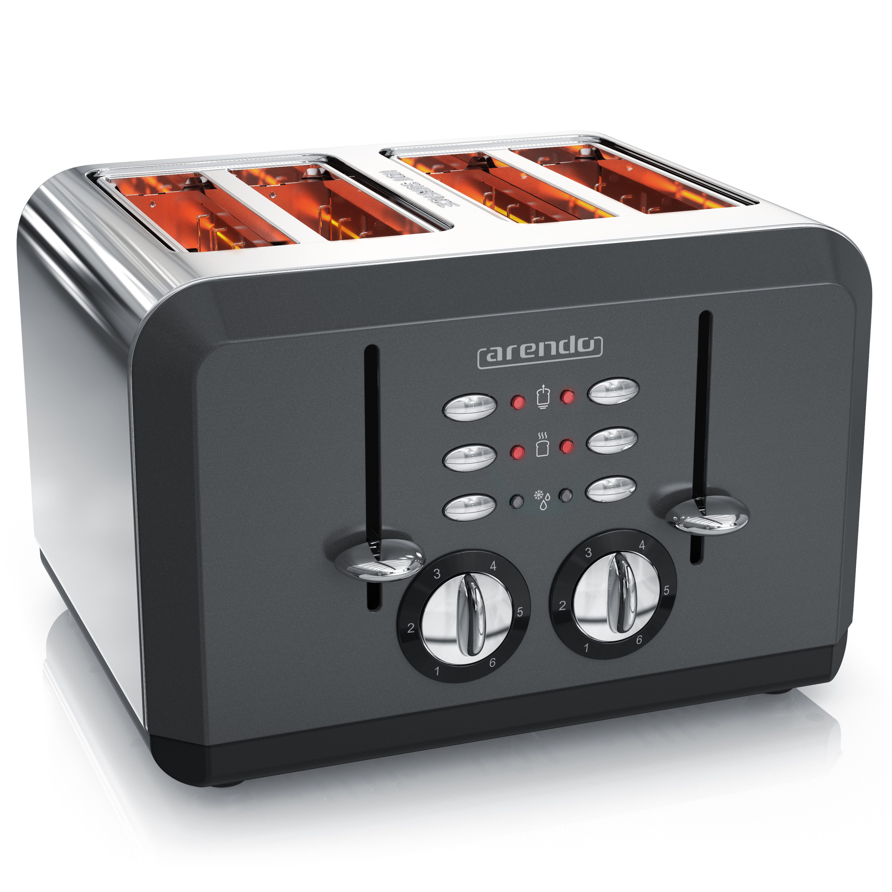 Toaster 4-Scheiben, Edelstahl Automatik, Wärmeisolierendes Doppelwandgehäuse
