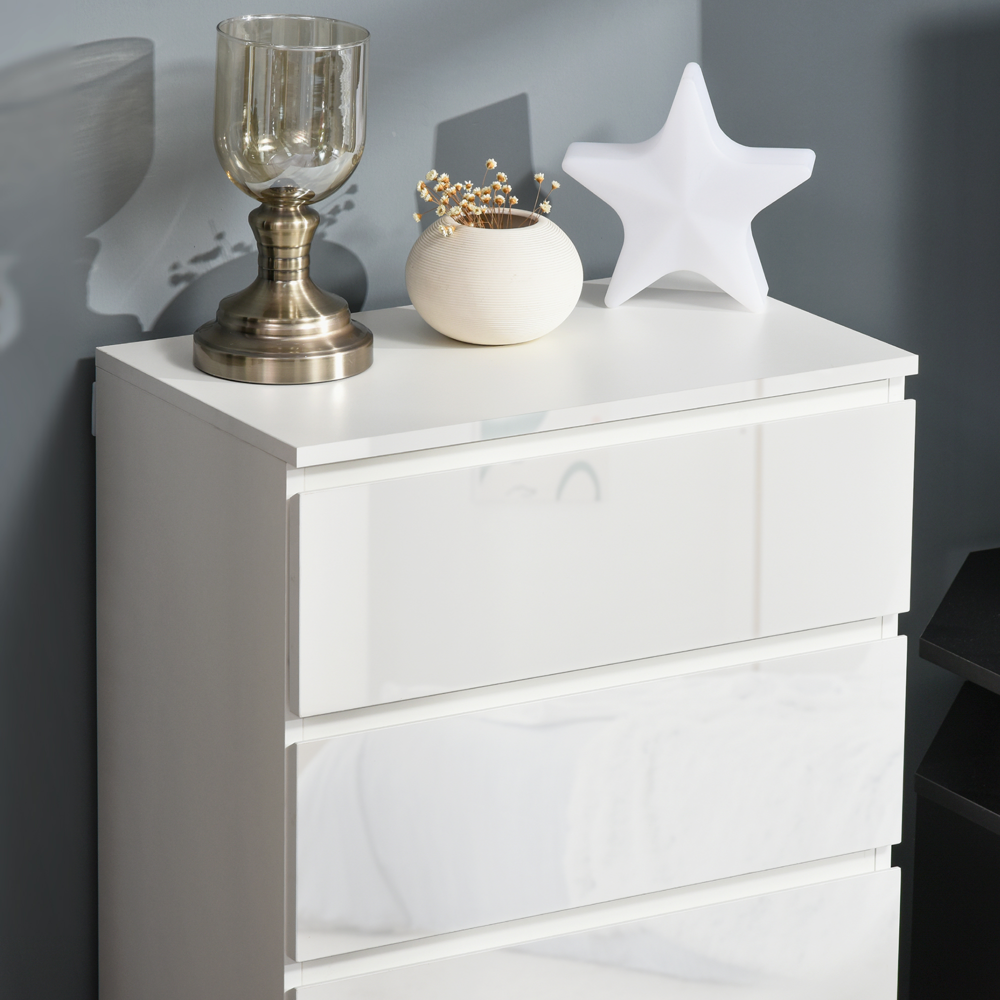 Ladekast Sideboard met 5 Laden, 55 cm x 34 cm x 100 cm, Wit