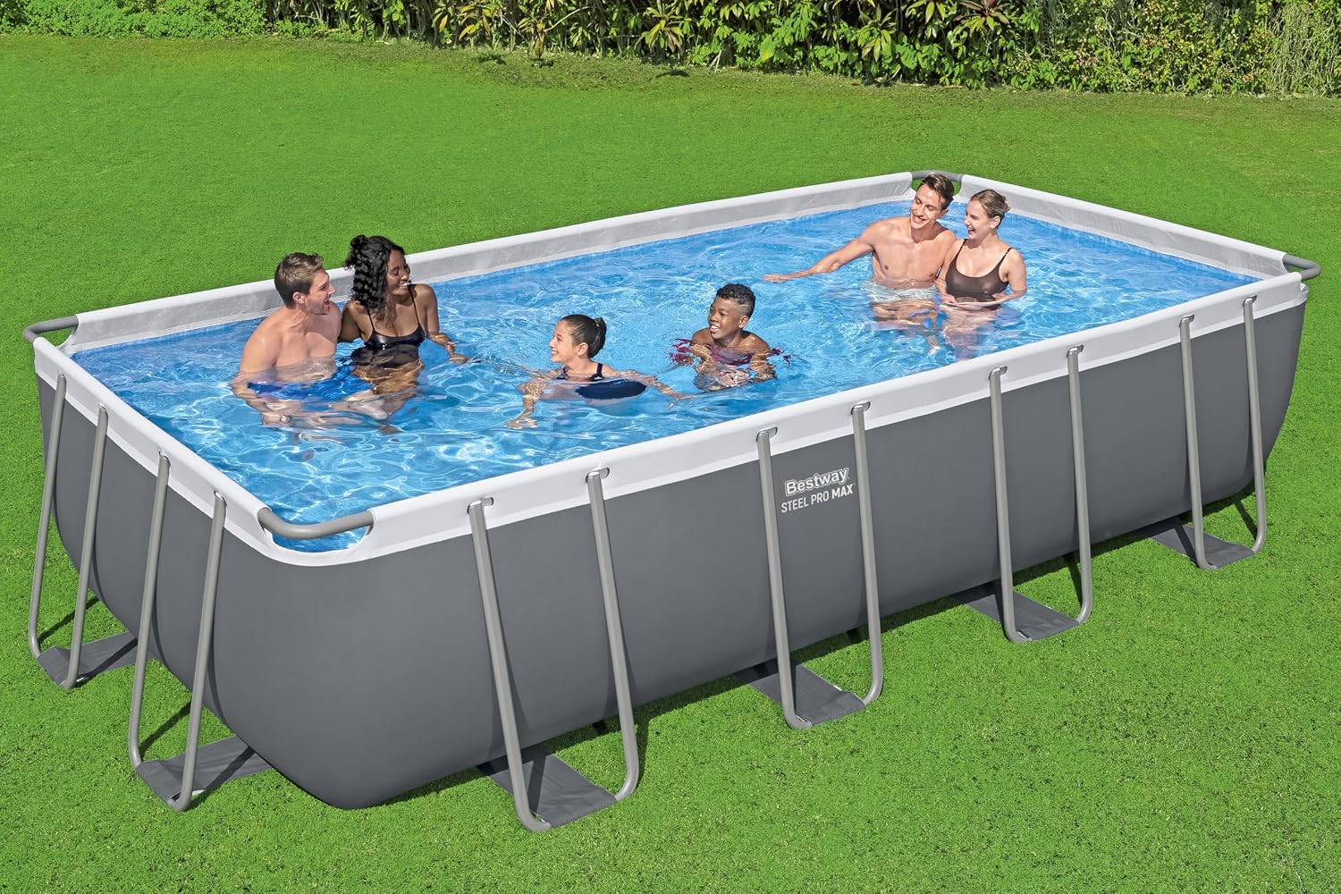 Bestway Steel Pro Max Aufstellpool-Set – 549 cm x 274 cm x 122 cm – Dunkelgrau
