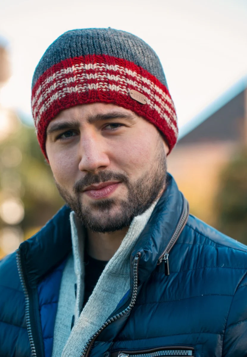 Erin Knitwear Rib Pullon Hat , Charcoal Red