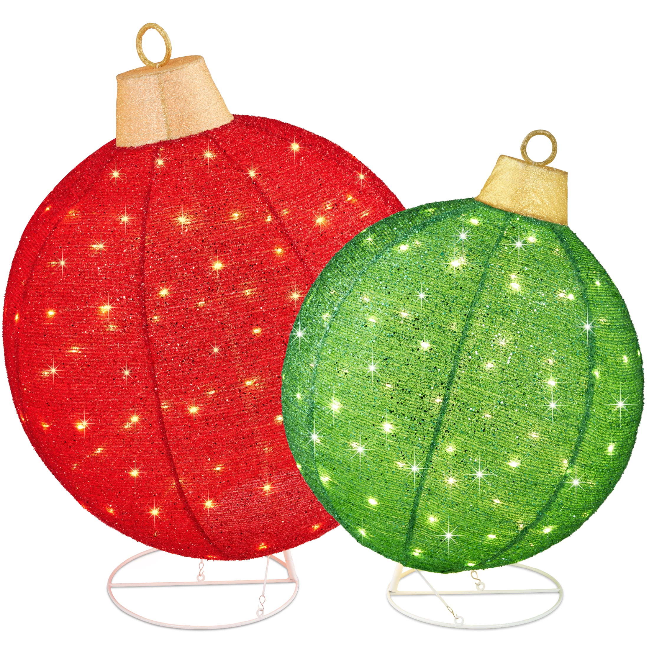 Best Choice Products 2pc LED Pop-Up Christmas Ornaments, Weather-Resistant Holiday Decor, 180 Lights, Red/Green