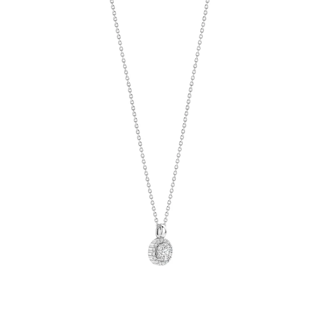 Collana Ti Sento Milano con pendente pietra tonda bianca 34123ZI/42