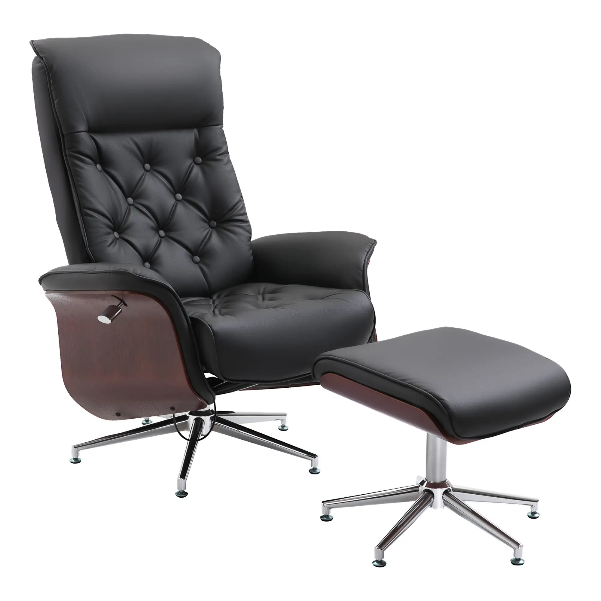 HOMCOM Relaxsessel mit Hocker 360° drehbar 145° neigbar Chesterfield
