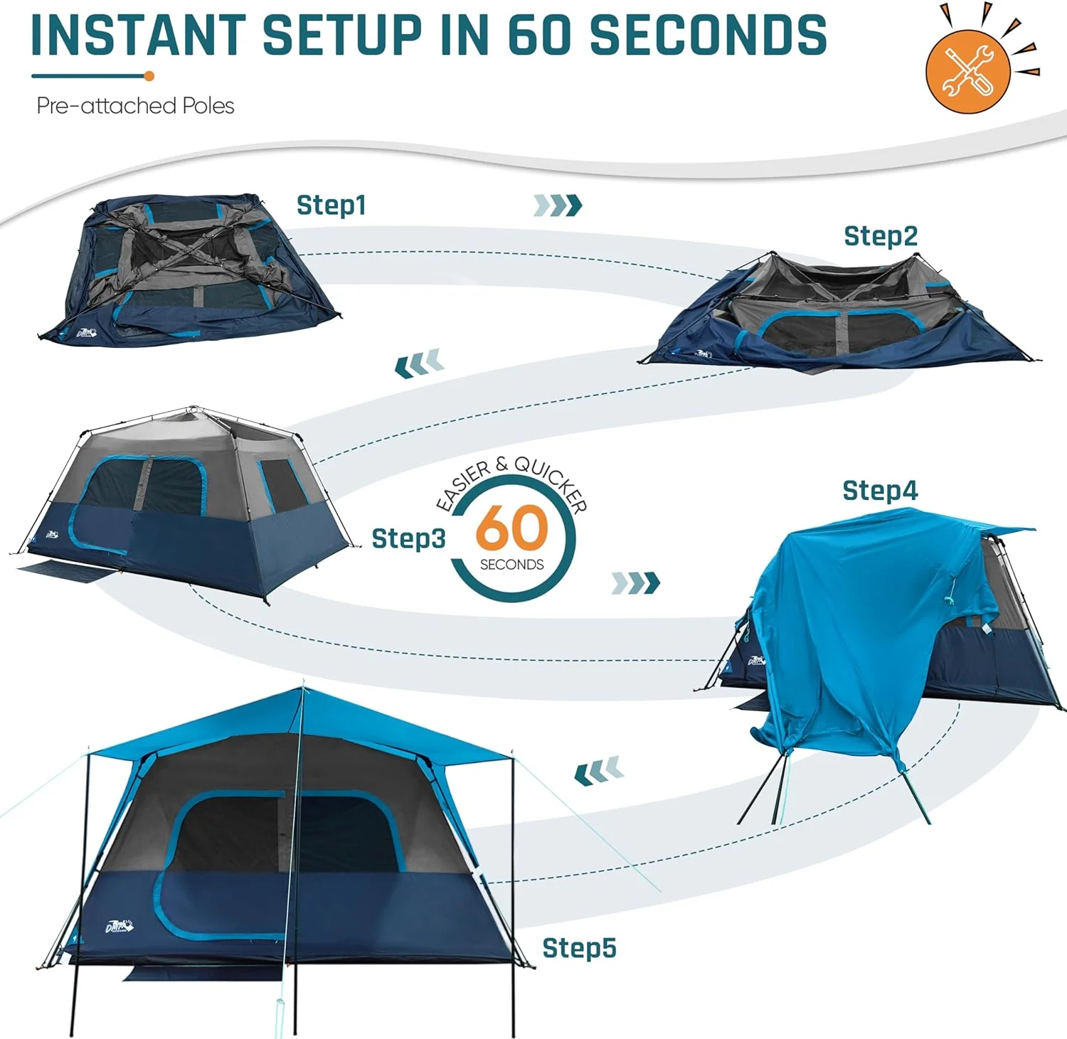Quick-opening tent, family camping tent, pop-up camping tent, large waterproof tent for outdoor camping