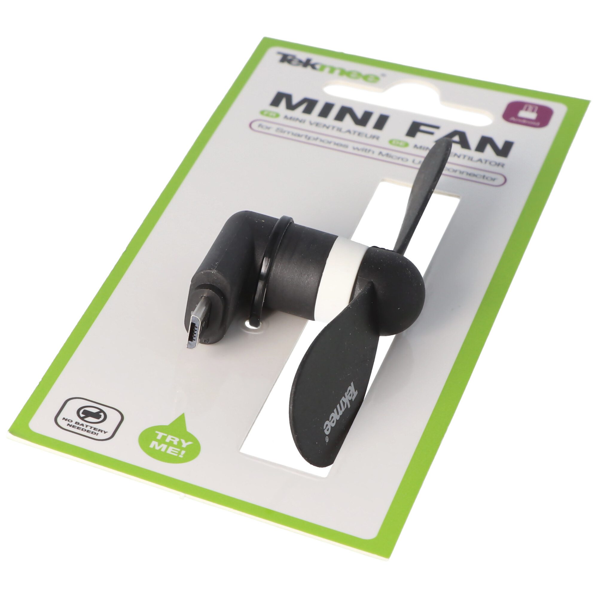 Tischventilator Mini-Ventilator für Smartphones mit Micro USB Anschluss, Micro-USB-An