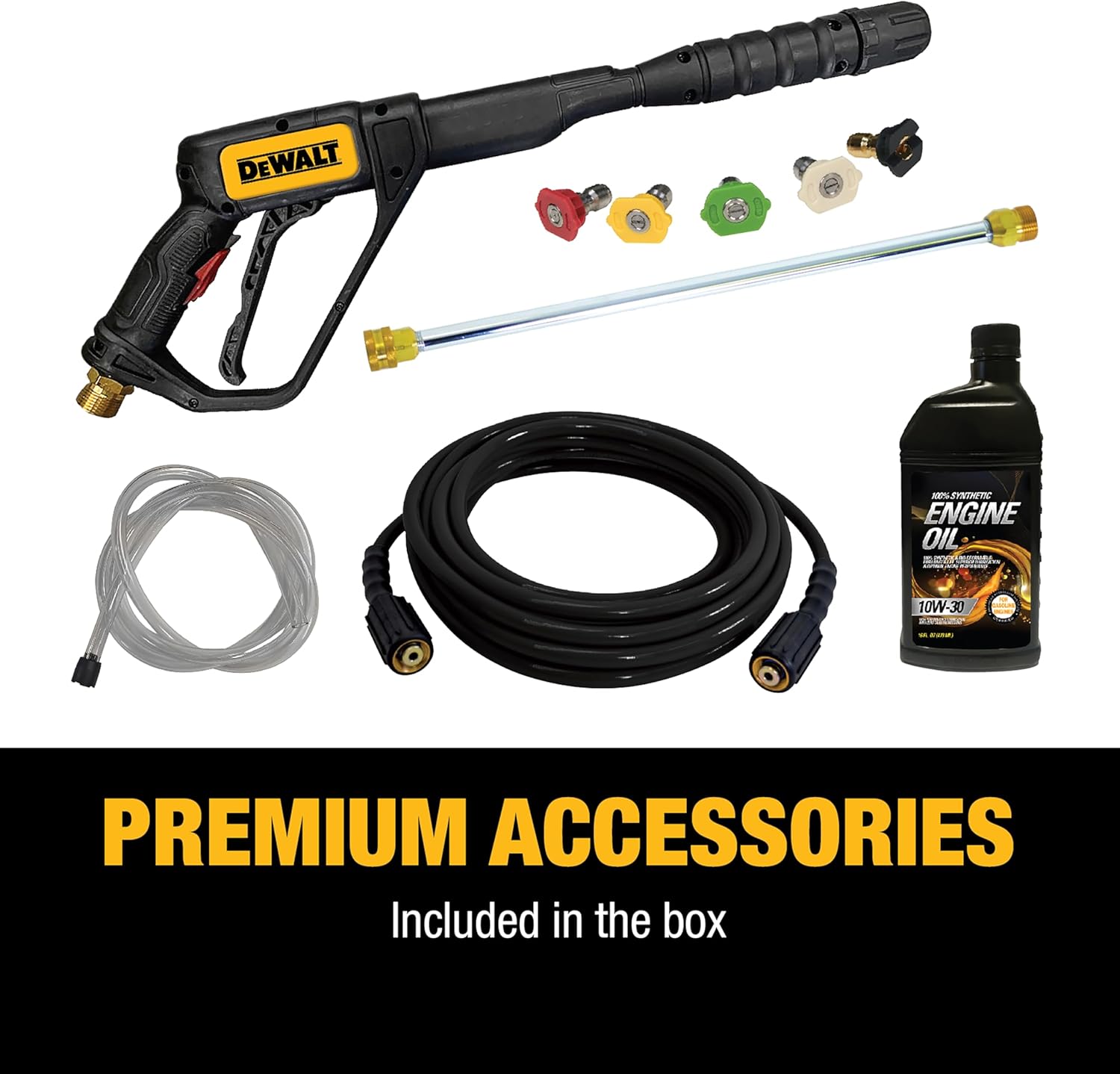 DeWalt 3300 PSI Gas Pressure Washer  5 Nozzles  Spray Gun  Wand  25-ft. Hose  DXPW3300-S  49-State
