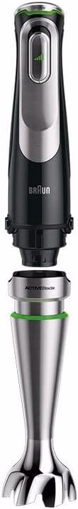 Braun MultiQuick 9 MQ 9187XLI staafmixer �C Staafmixer met Active PowerDrive technologie en 5 accessoires voor hakken, pureren, kloppen en crushen van ijs, 1200 watt, zwart/roestvrij staal