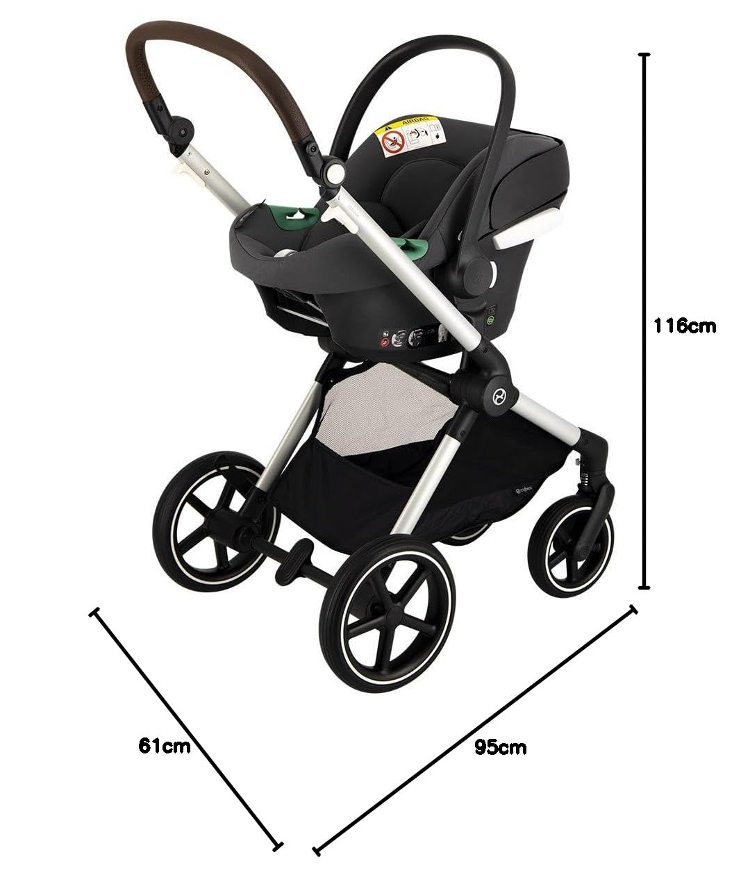 CYBEX Gold Kinderwagen EOS Lux 2-in-1, Reisesystem, Ab Geburt bis 22 kg (ca. 4 Jahre), Moon Black